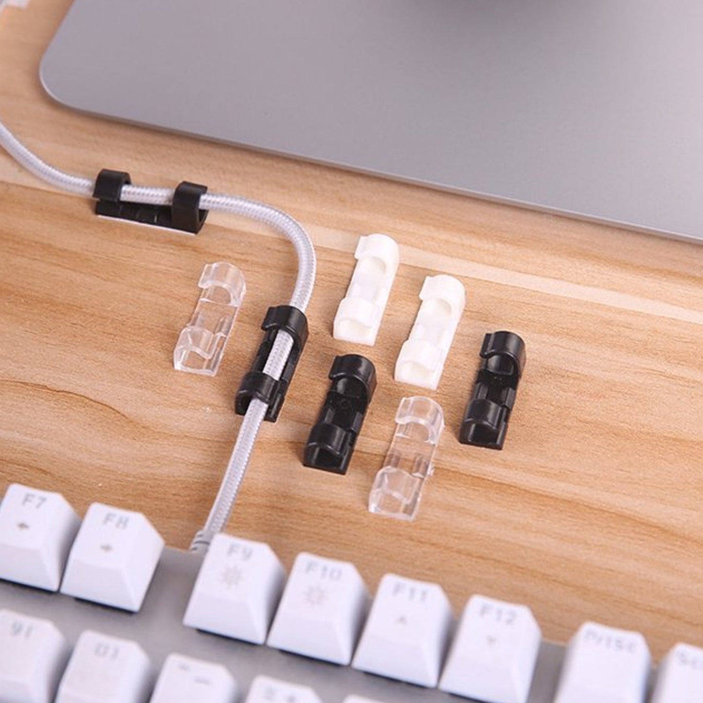 Plastic Cable Clips – Strong Adhesive Wire Organizer for Home, Office & Car (20 Pcs)