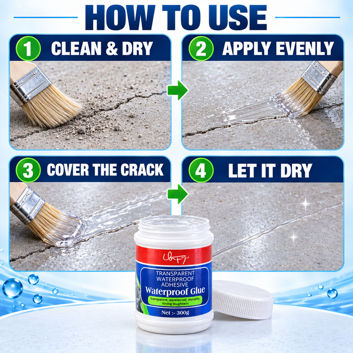 Transparent Waterproof Glue 300g Without Brush (1 pc)