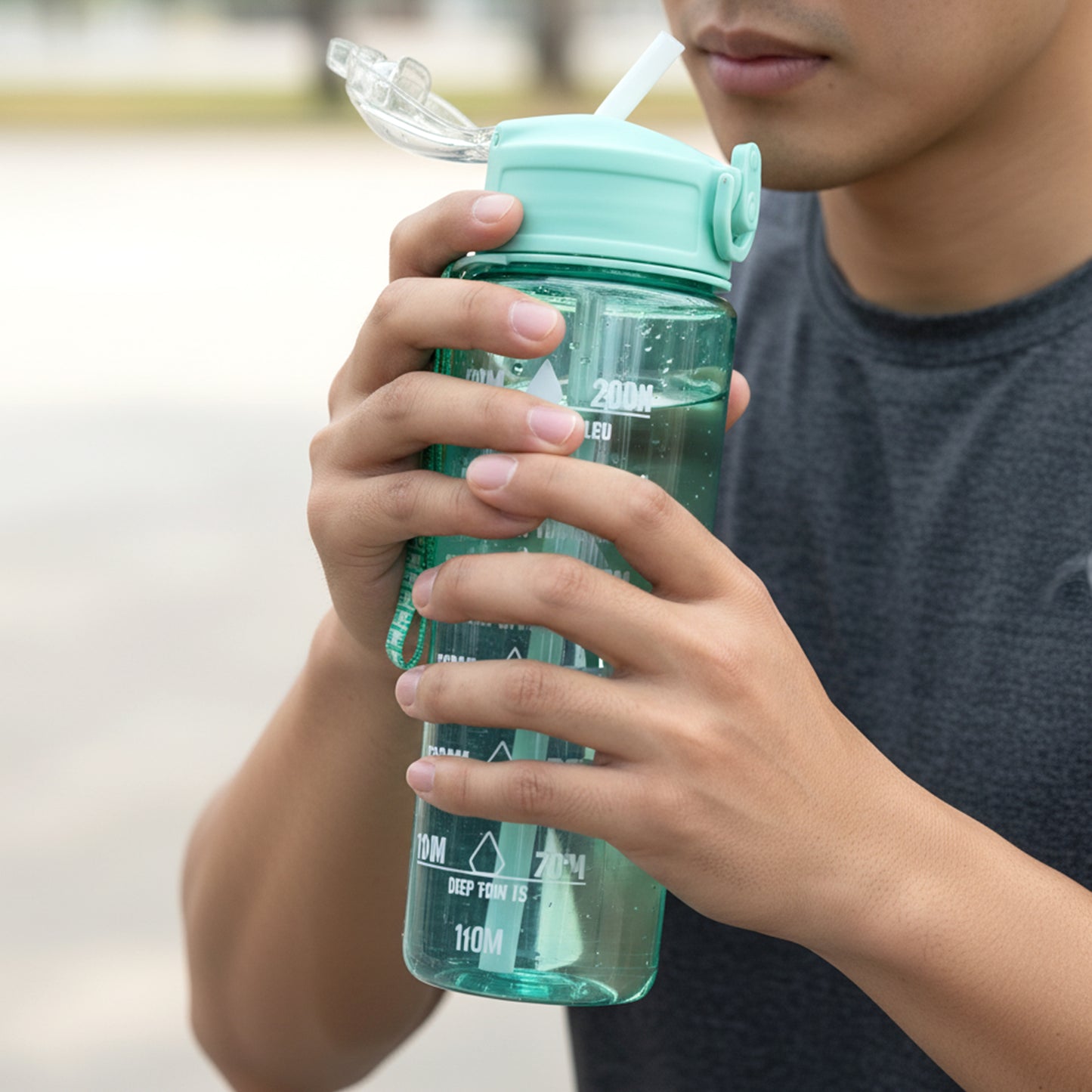 Motivational Water Bottle with Time Marker and Flip Top Lid (900 ML)