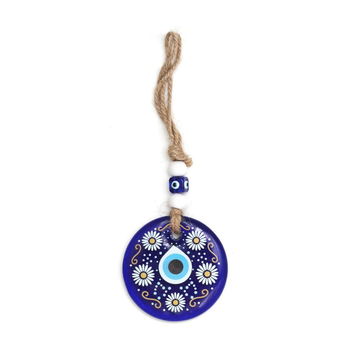 Decorative Evil Eye Wall Hanging Nazar Protector Charm with Beads, Wind Chime (1 Pc)