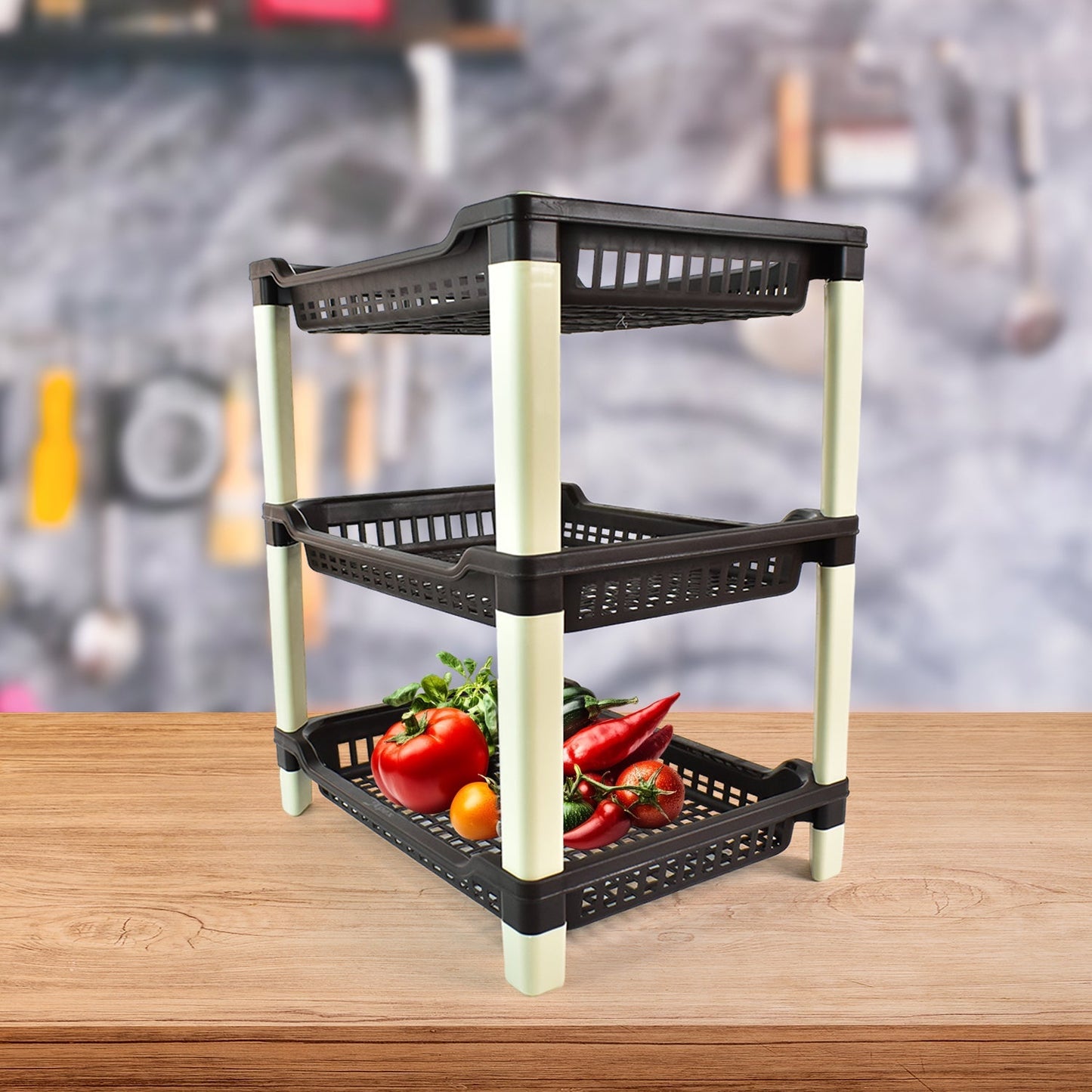 Apex Big Multi use Plastic Storage Rack â€“ 3-Tier (1 Pc)