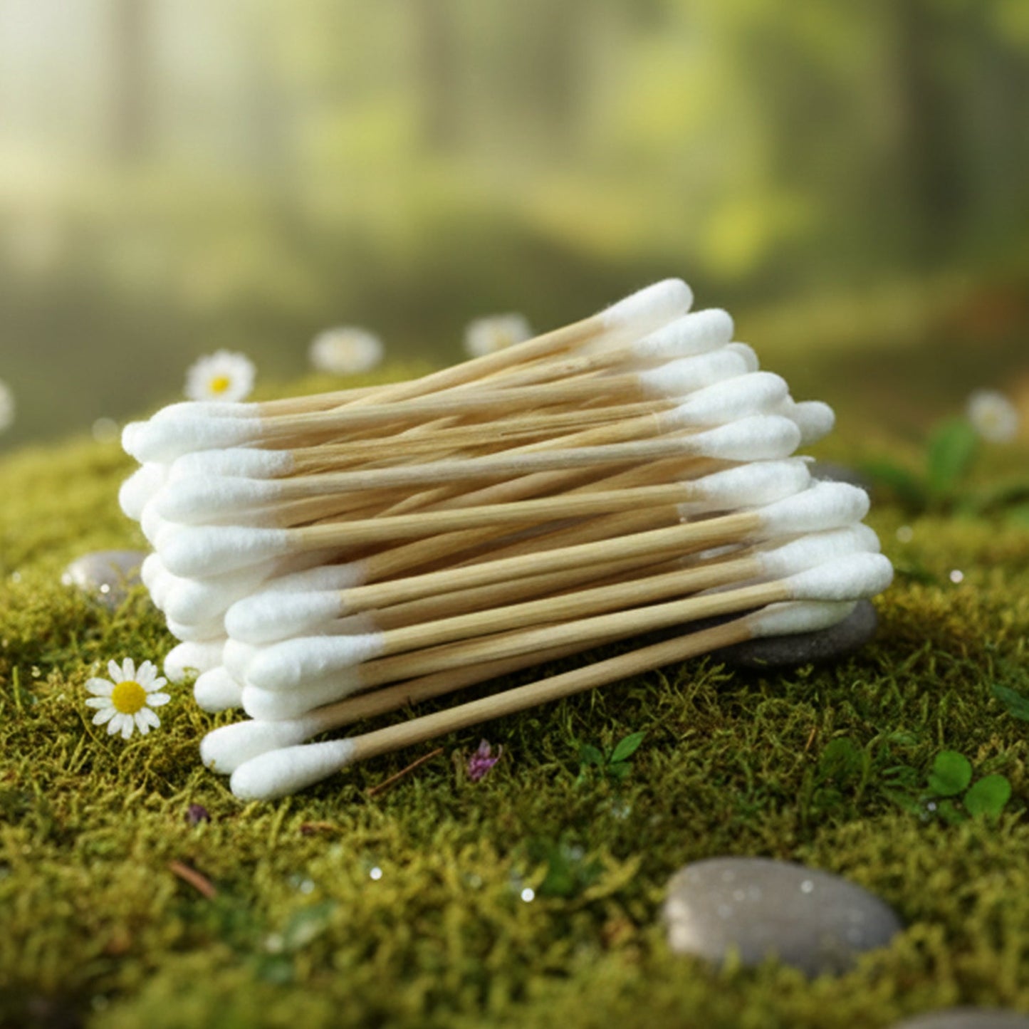 Bamboo Toothbrush Set for Adults (Pack of 4, With cotton Buds)