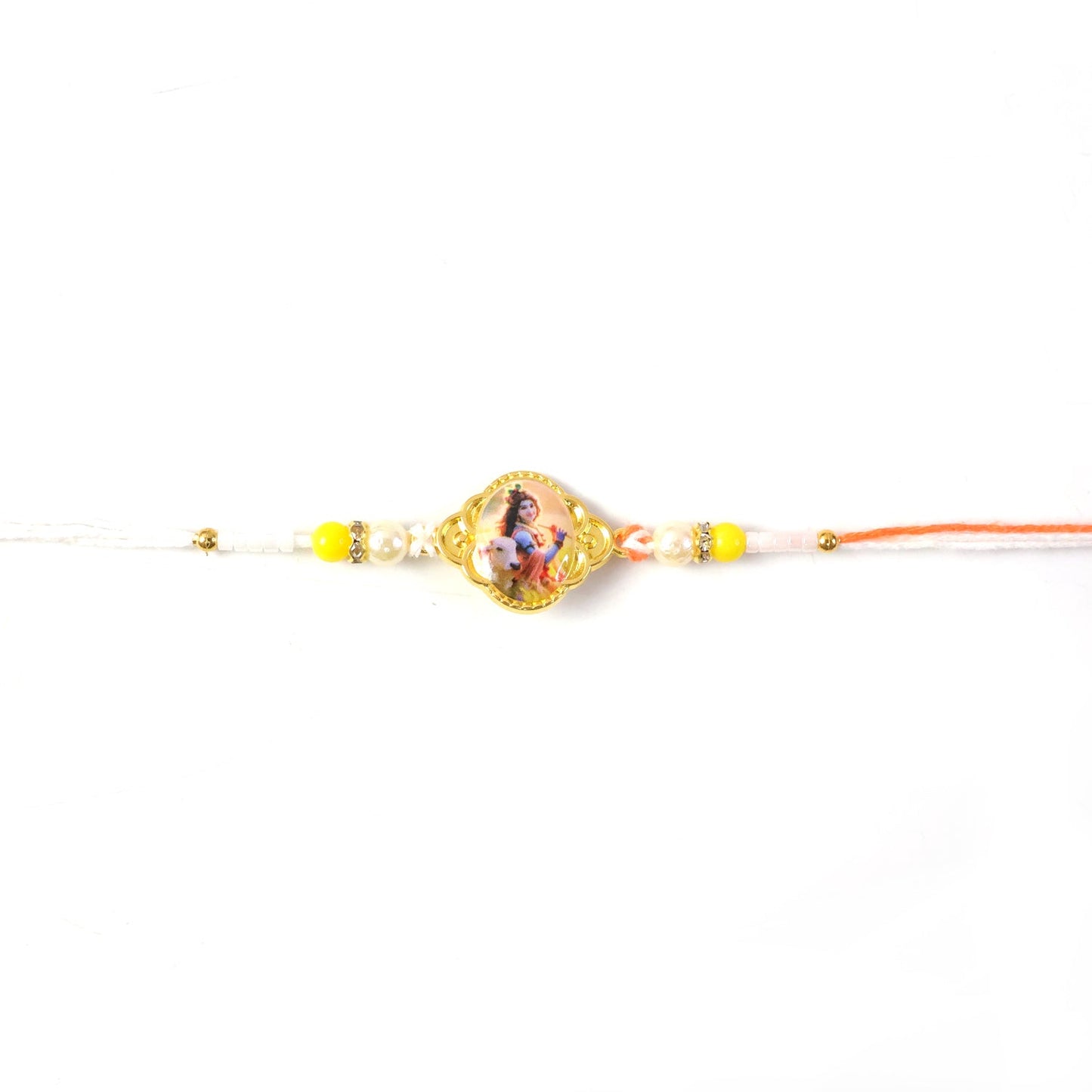 Vibrant Lord Krishna photo Rakhi with decorative beads