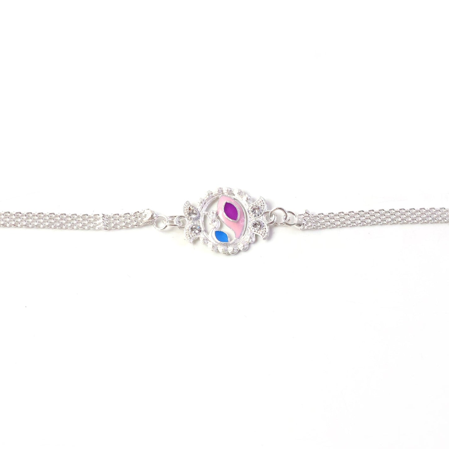 Lightweight peacock Rakhi with detailed design and comfort