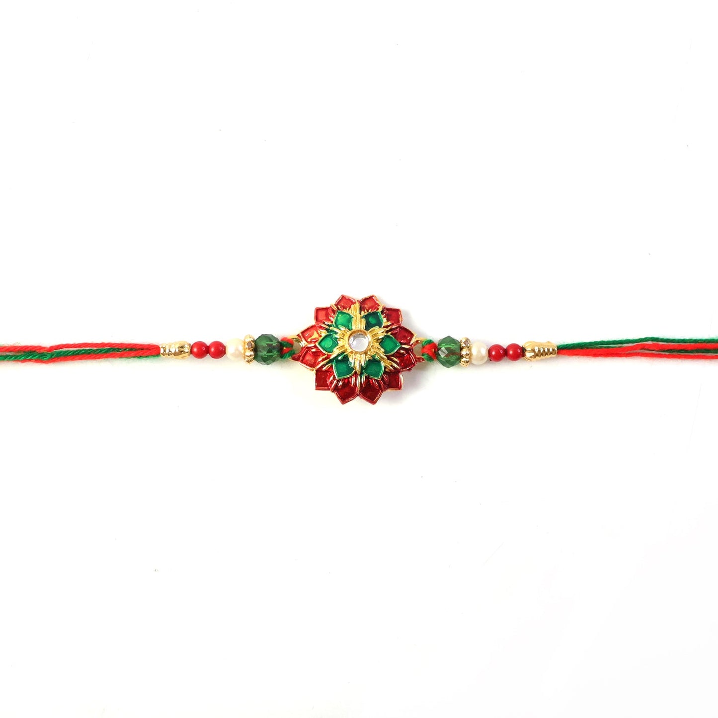 Elegant floral stone and bead Rakhi