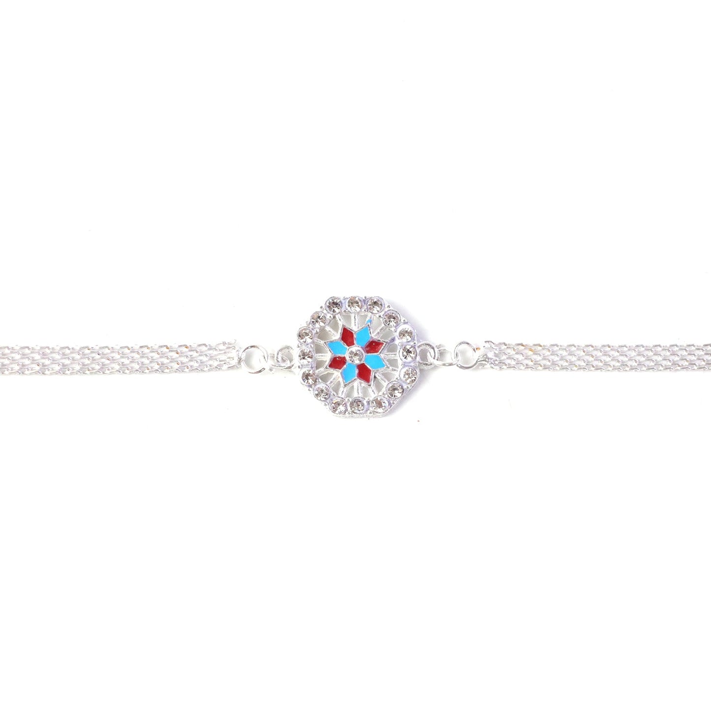 Stylish crystal Rakhi for brothers on traditional thread