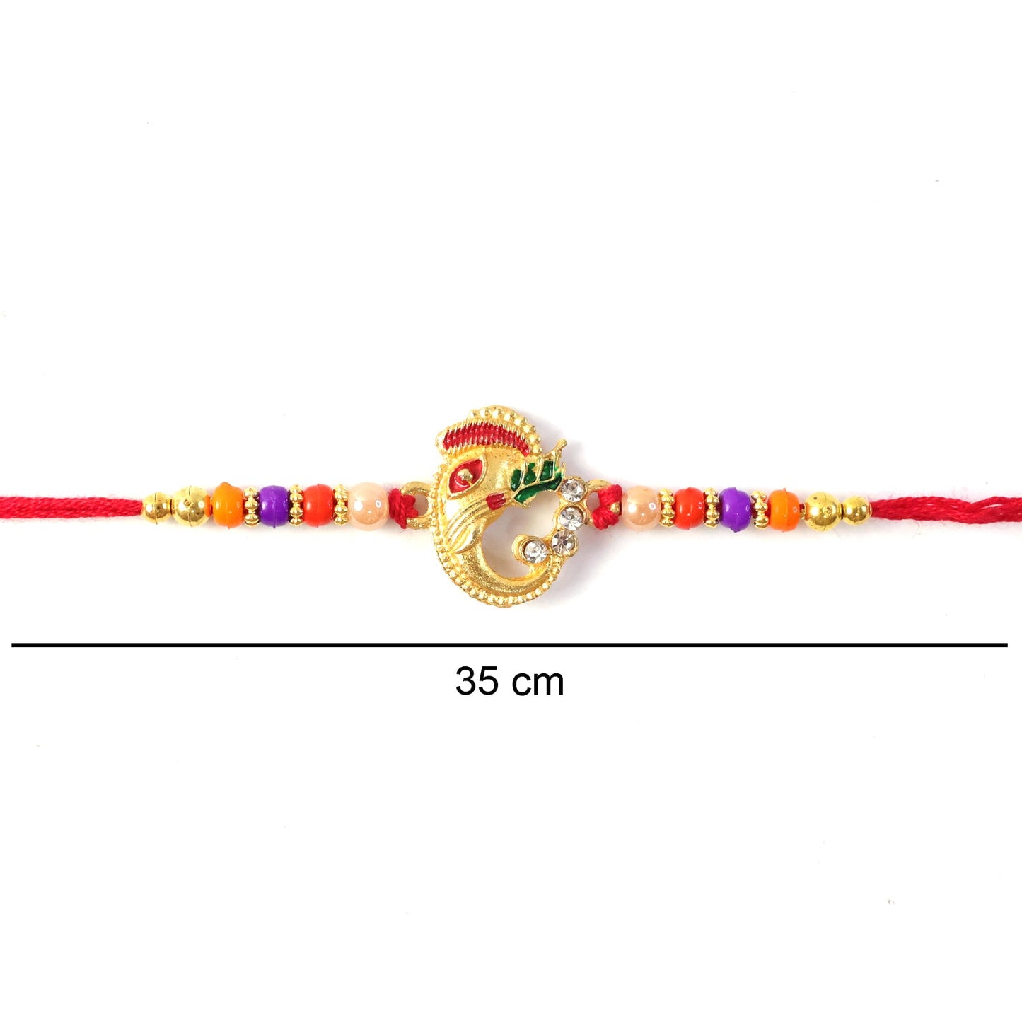 Ganesh Rakhi displayed with emphasis on beads