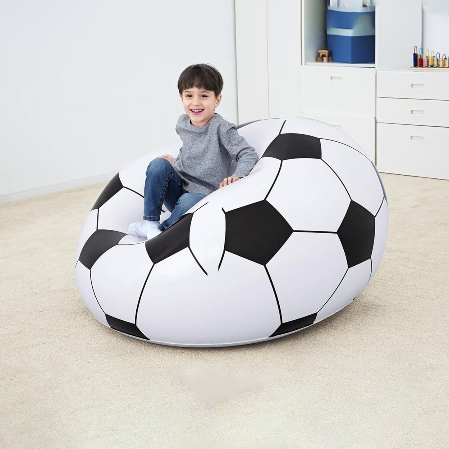Close-up of the durable PVC material used for the inflatable soccer ball lounge