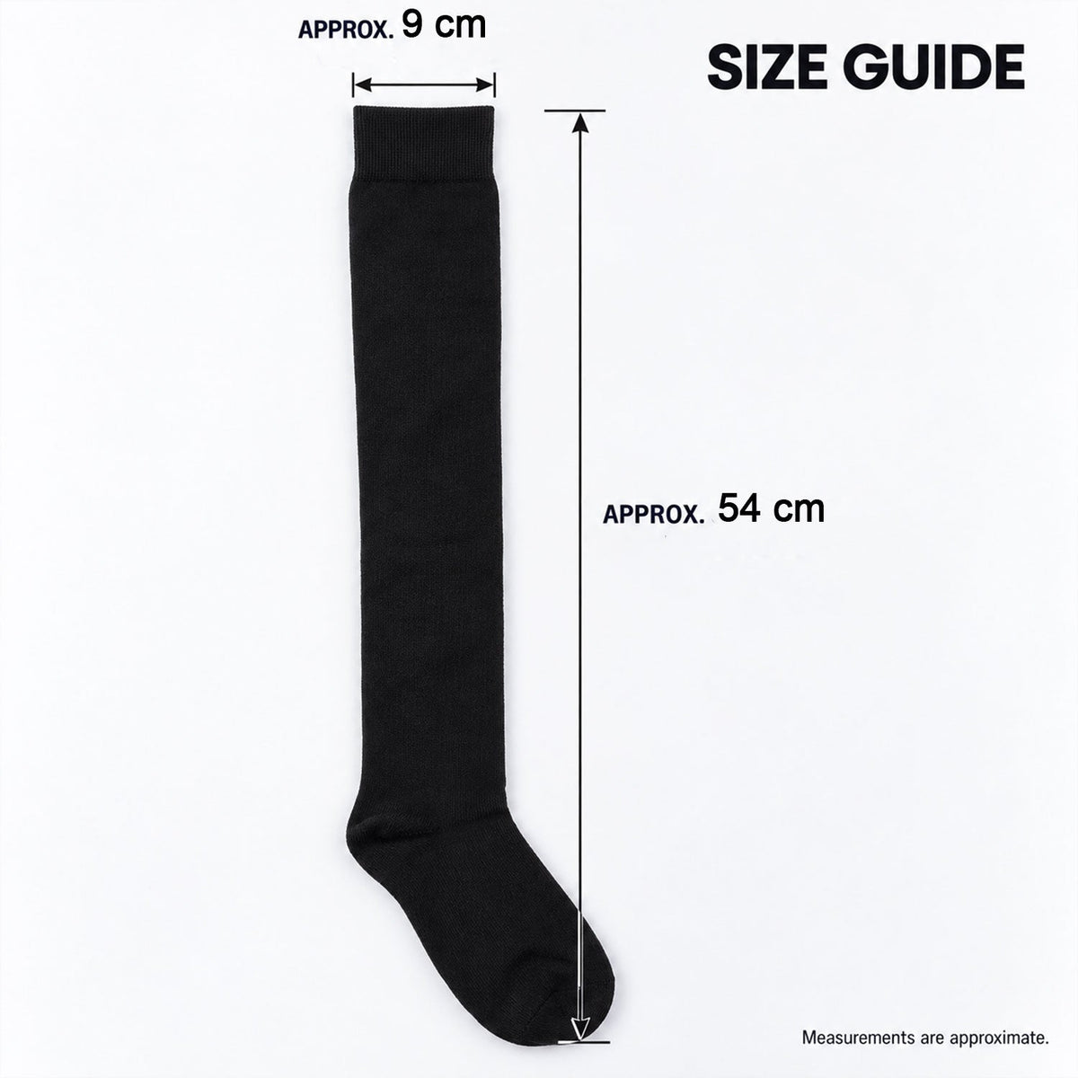 Over knee socks size guide
