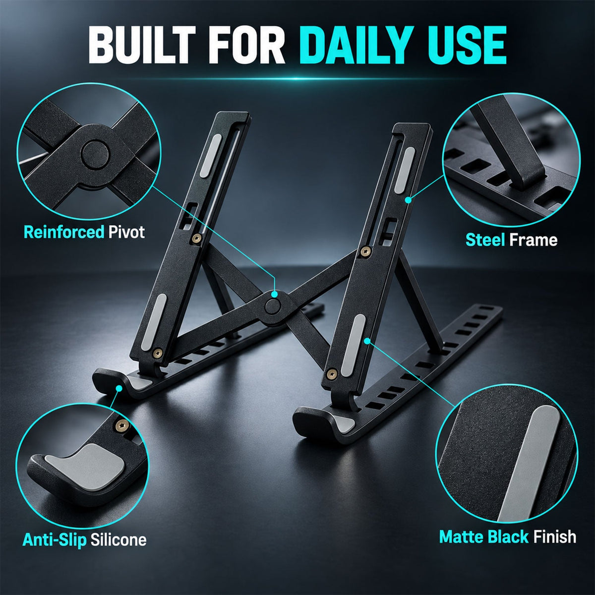 Laptop stand feature view