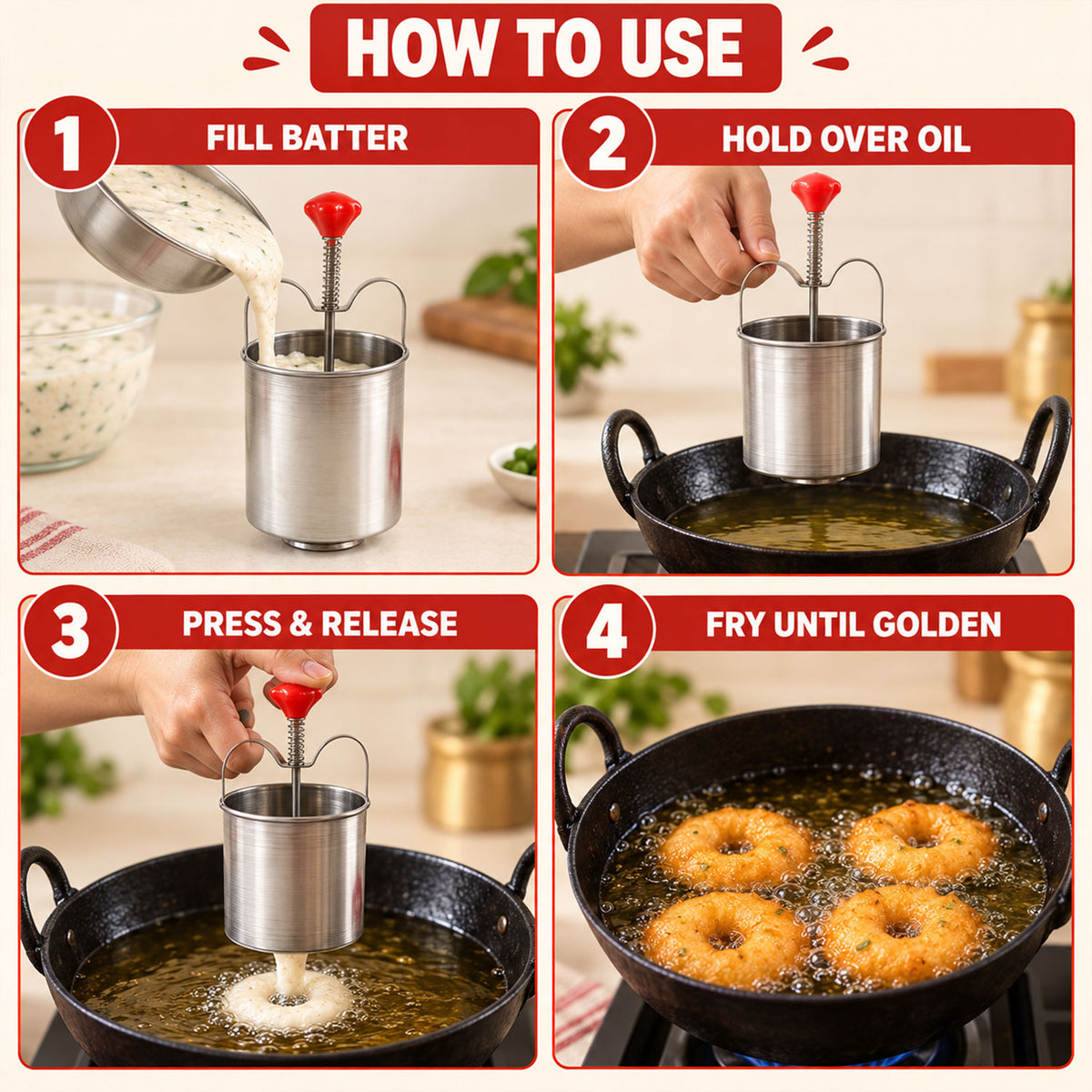 Kitchen Appliances - Medu Wada Vada Donut Maker Dispenser