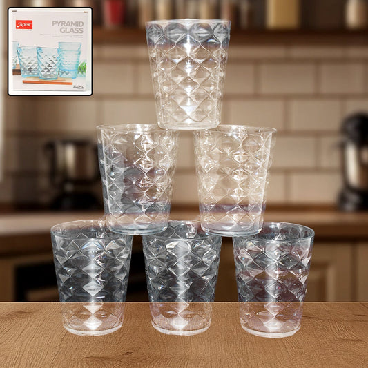 Apex Pyramid Design Unbreakable Plastic Glass â€“ 300 ML