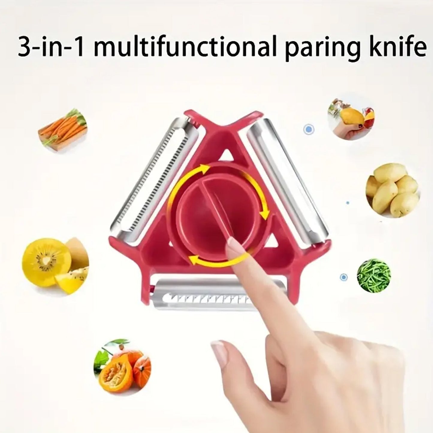 8258Â 3 in 1 Multi Function Three Use Rotary Hanging Round Planer Peeler and Cutter Vegetable Slicer Kitchen Tools Kitchen Gadgets (B Grade)