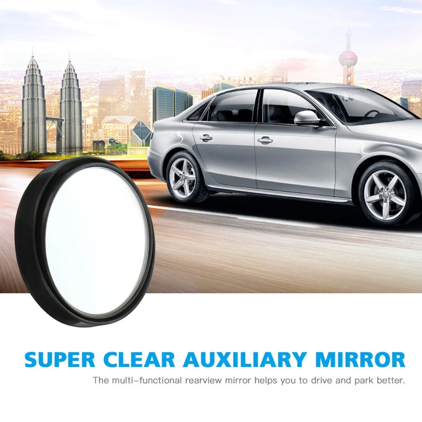 2 Pc Car Blind Spot Convex Side Mirror Set (1 Pc / Mix Color)