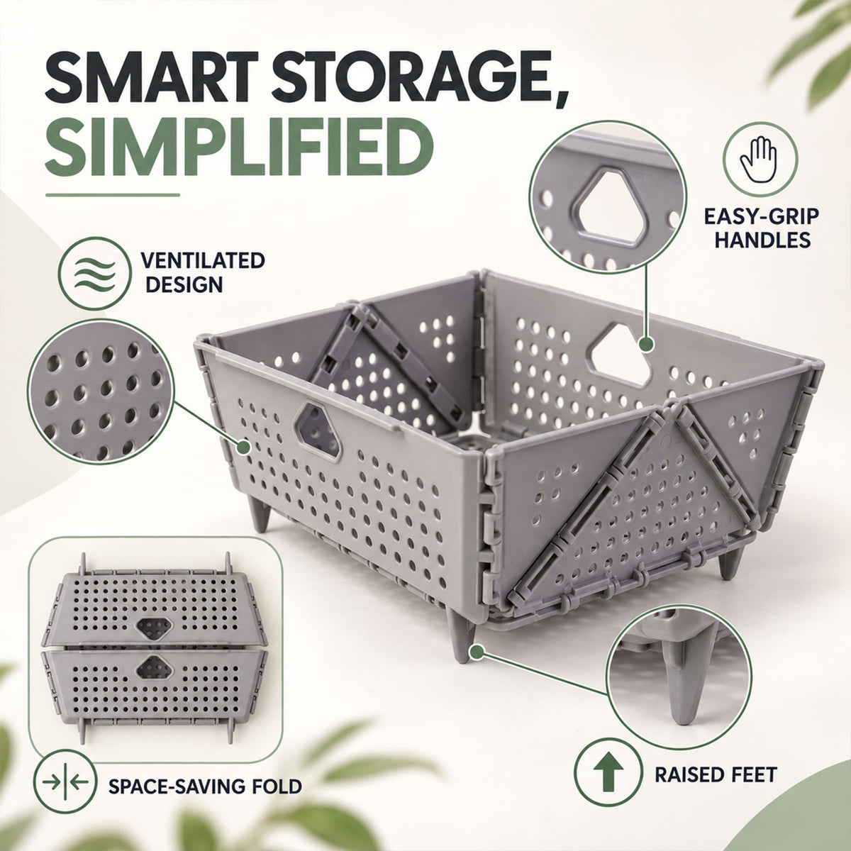Storage Basket Box with Holes Ventilated Design (23×20 Cm / 1 Pc)