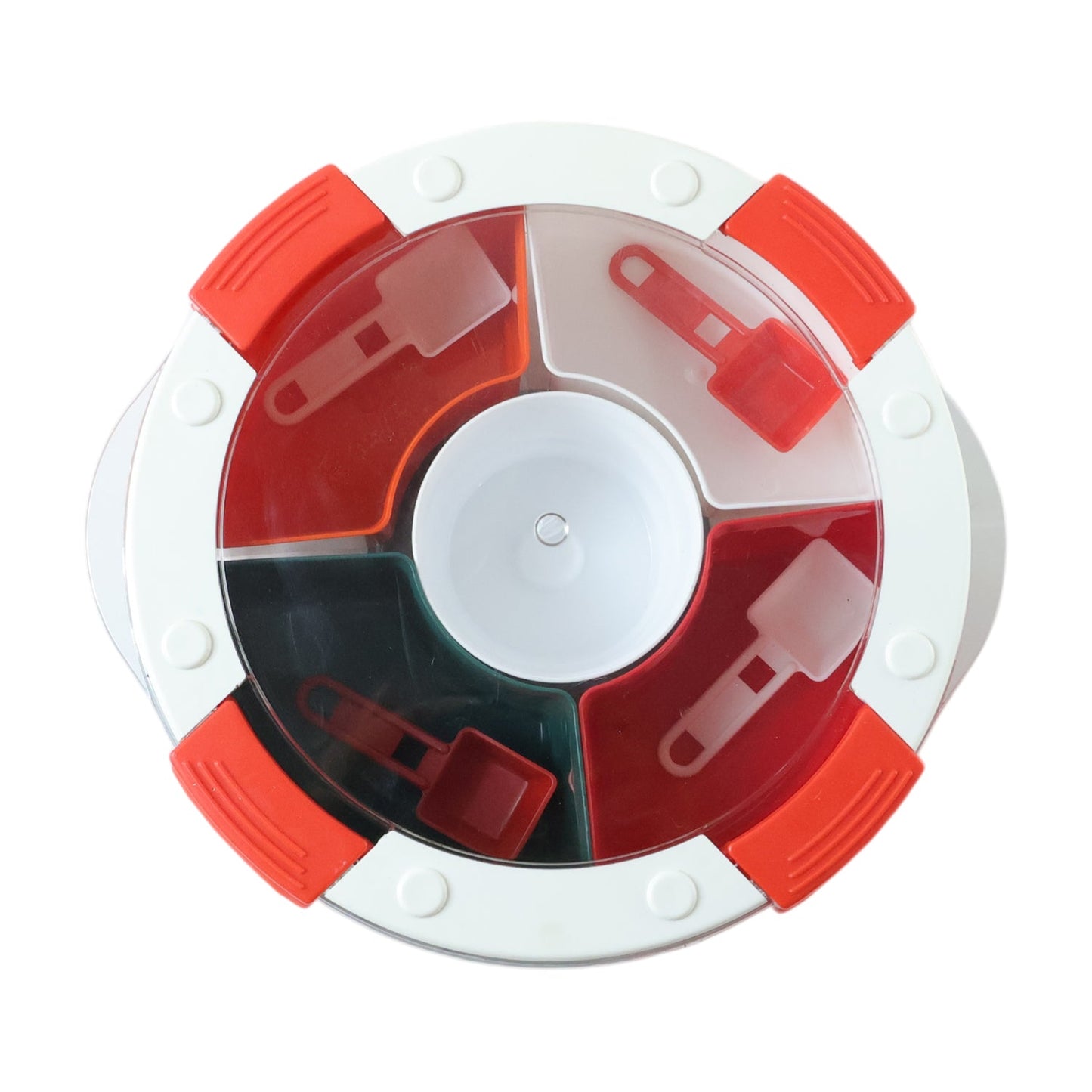 Plastic 5 Compartment Spice Storage Box With Spoons