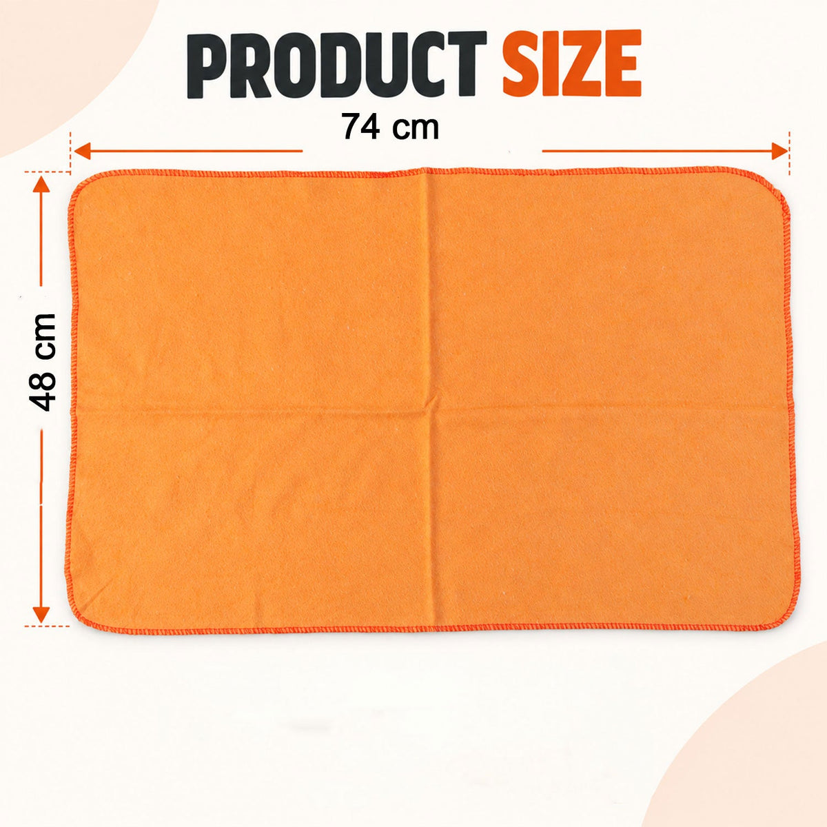 Orange Cotton Multipurpose Duster Cloth for Car and Home (3 Pc, 48 x 74 Cm)