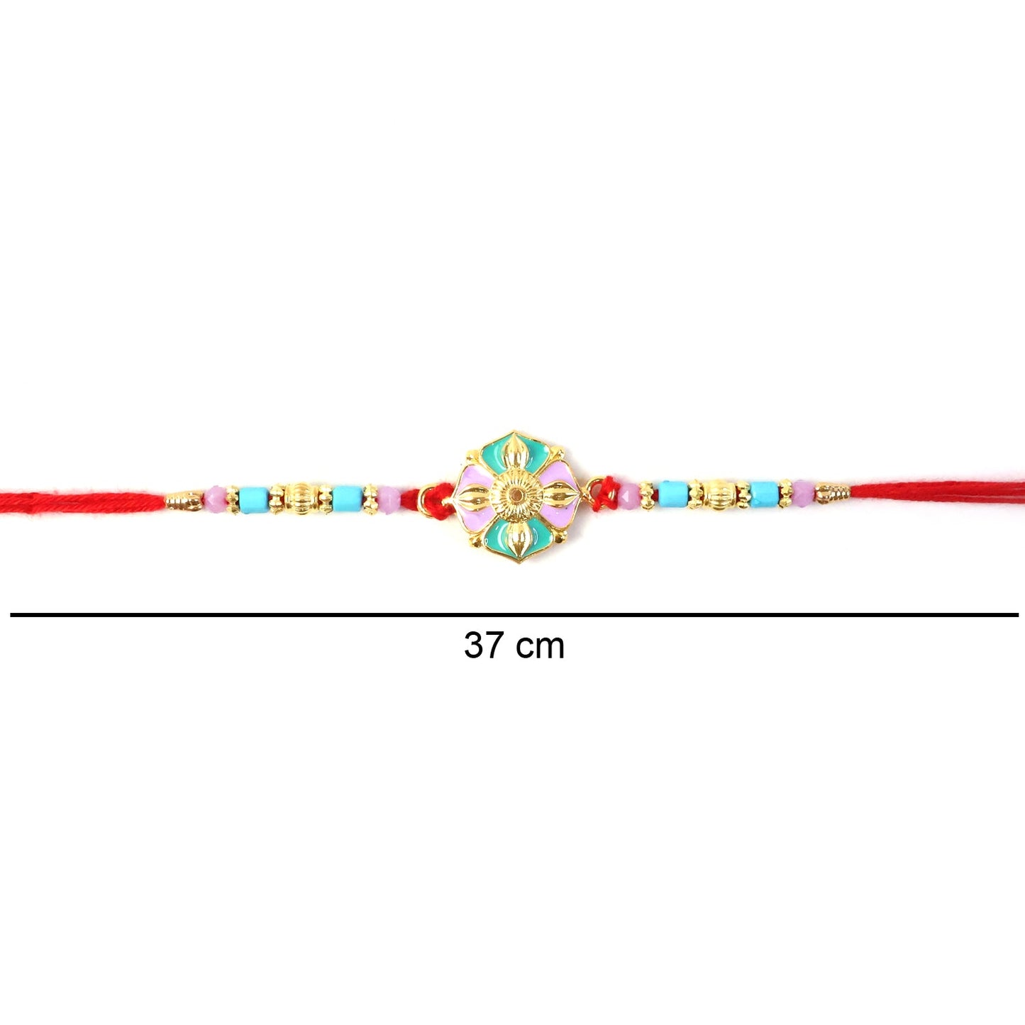 Festive colorful flower rakhi with bead detailing