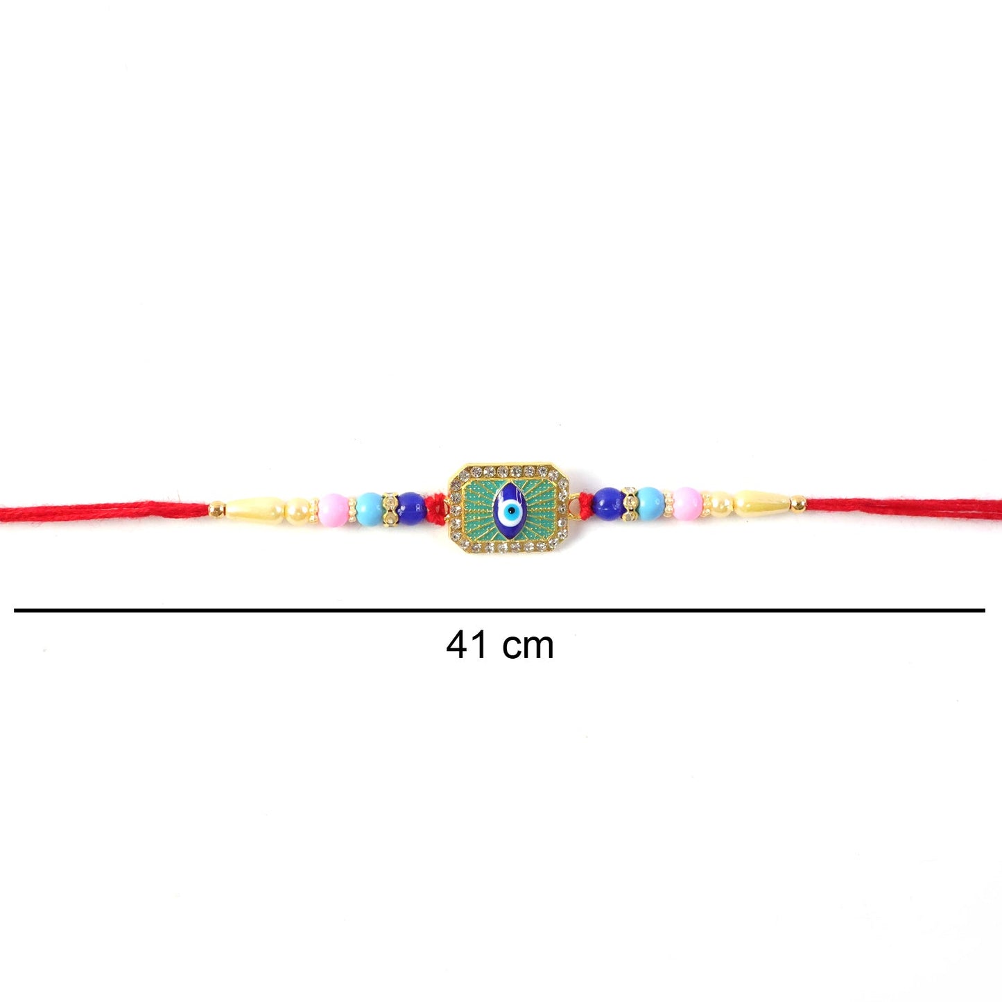 Traditional vibrant beads and Evil Eye centerpiece Rakhi