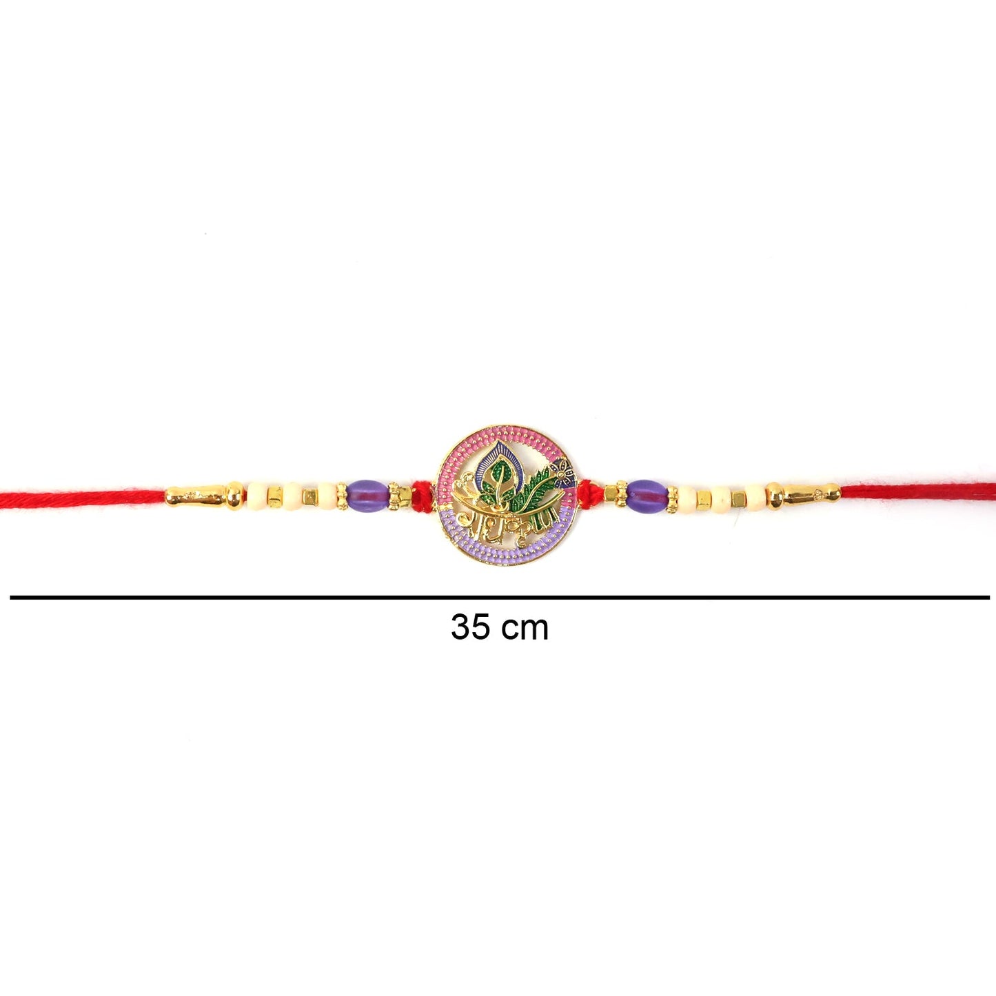 Radha Krishna Beads Rakhi on display, colorful and vibrant