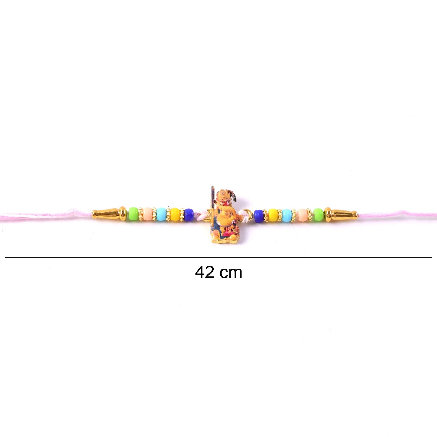 Stylish beads and traditional design on Hanuman Ji Rakhi