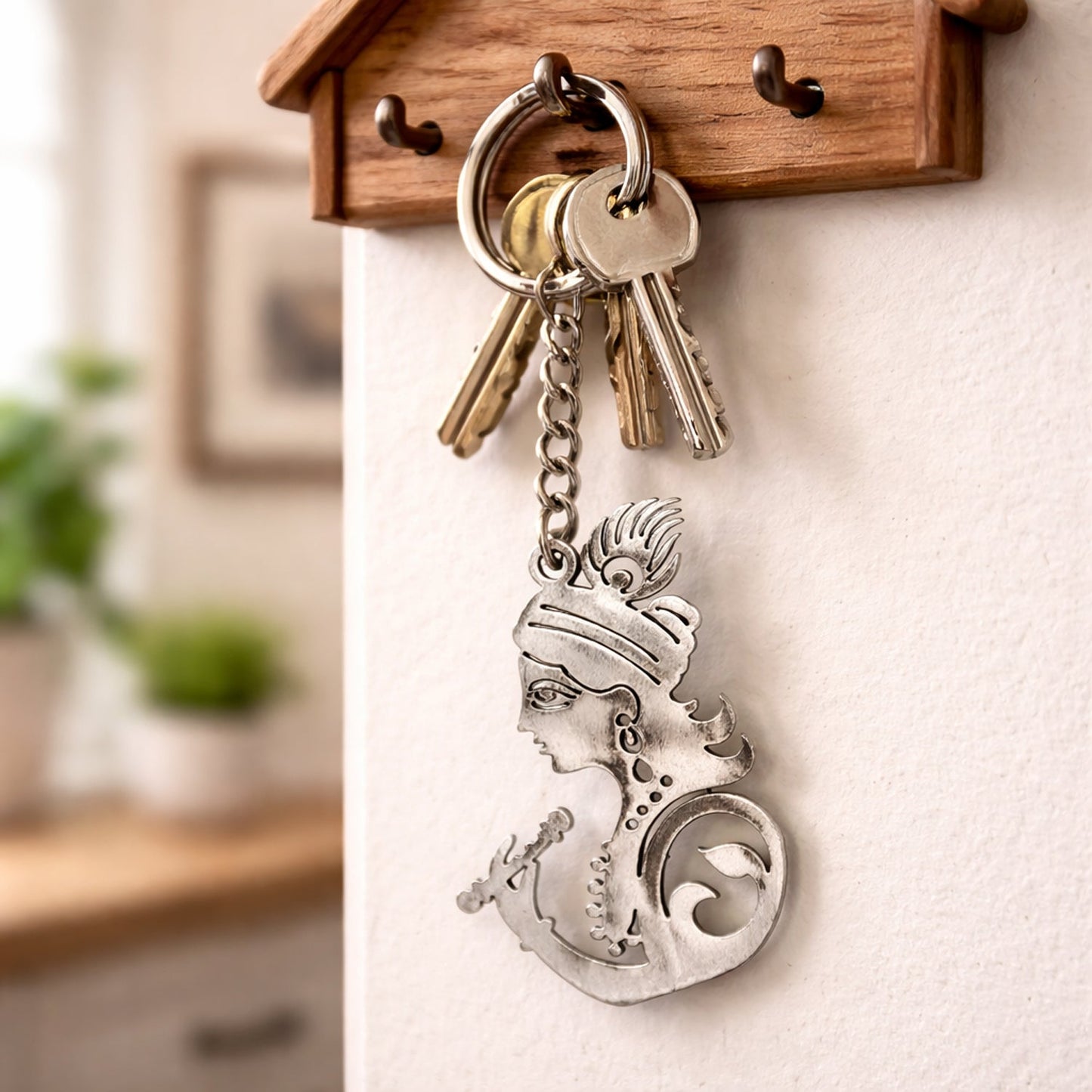 Premium Metal Krishna Face Keychain 1 Pc
