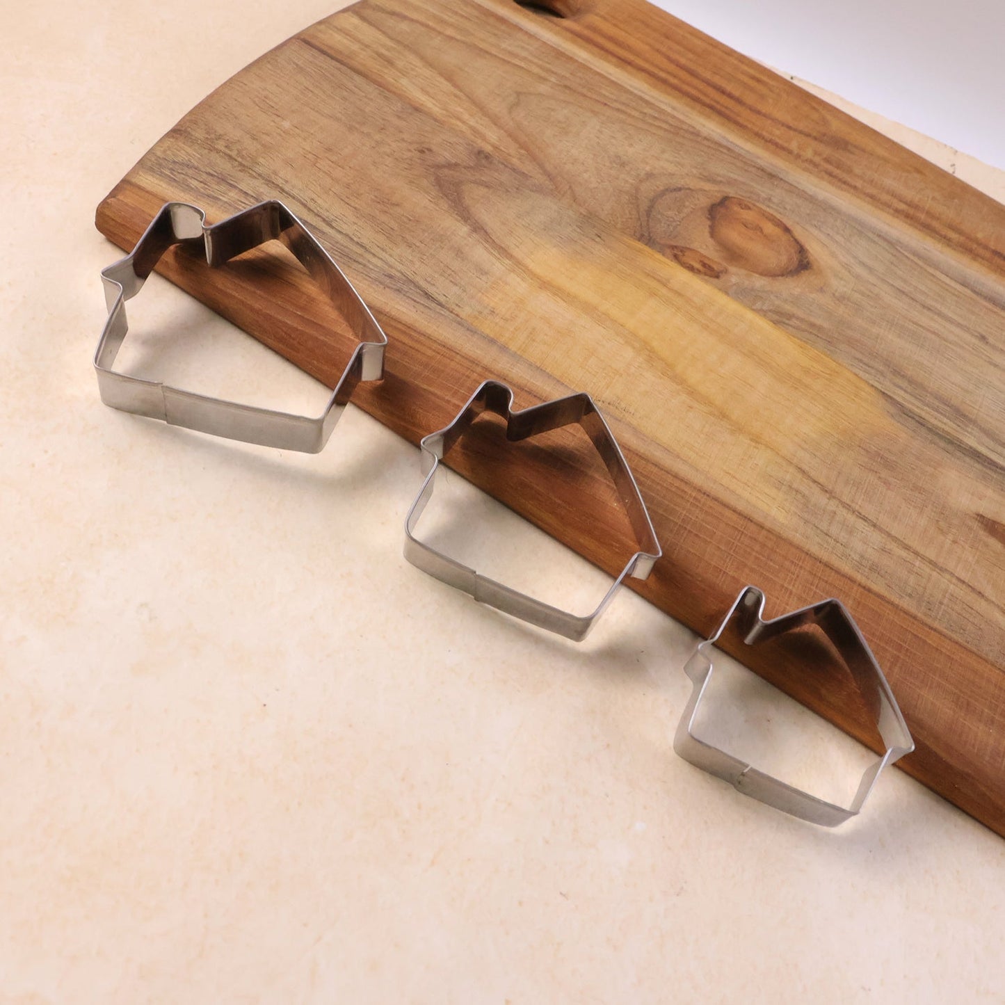 Stainless Steel House Shape Cookie Cutter Set (3 Pc Mix Design Set)