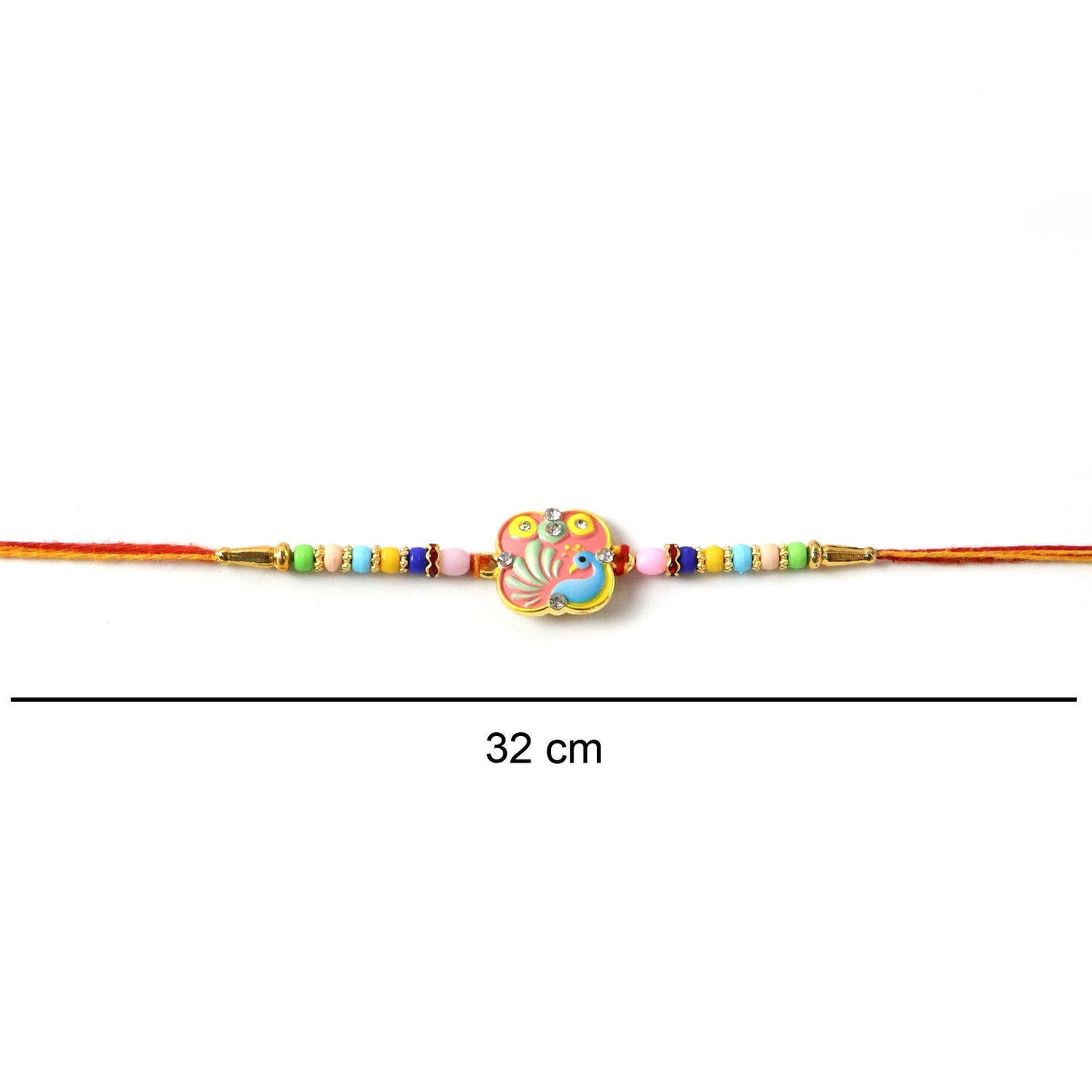 Elegant traditional Rakhi with colorful beads and peacock motif