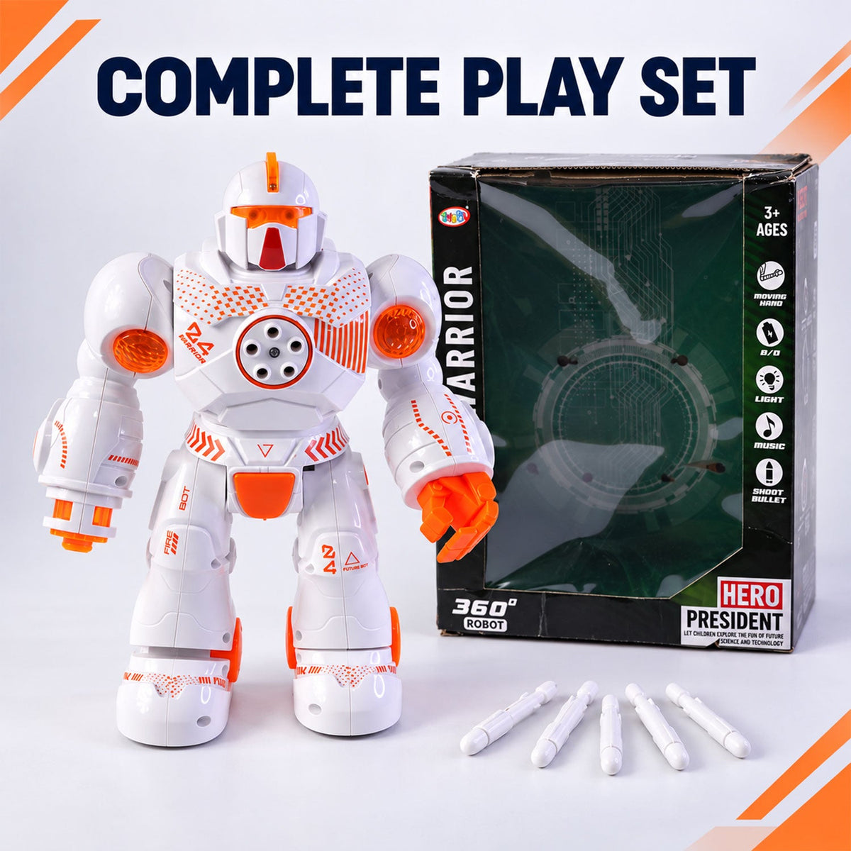 Musical robot toy white bg