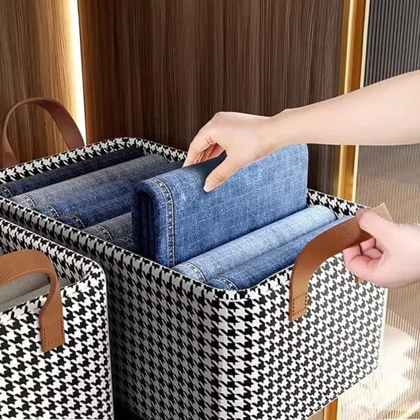 Foldable Fabric Storage Box with Handles (47 Ã— 28 cm)