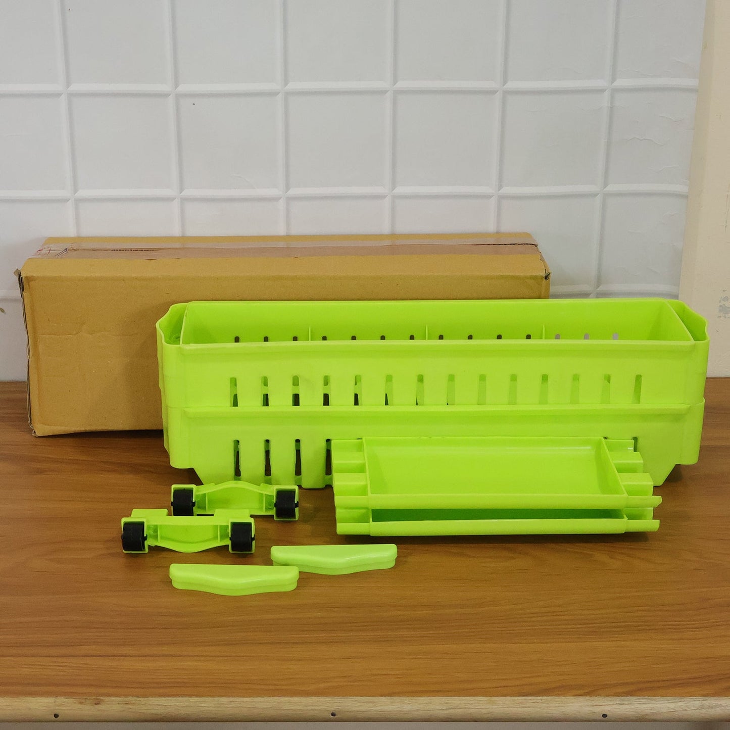 Prexo Plastic 2 Layer Slim Storage Rack with Wheels