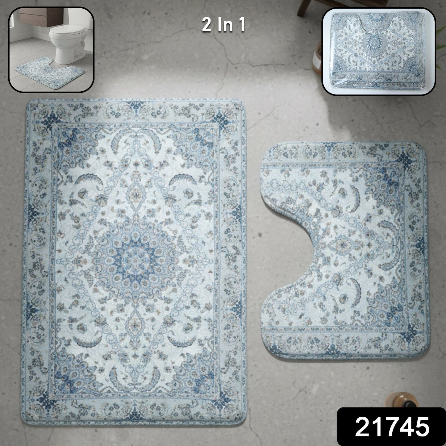 2 In 1 Designer Bathroom Mat Set