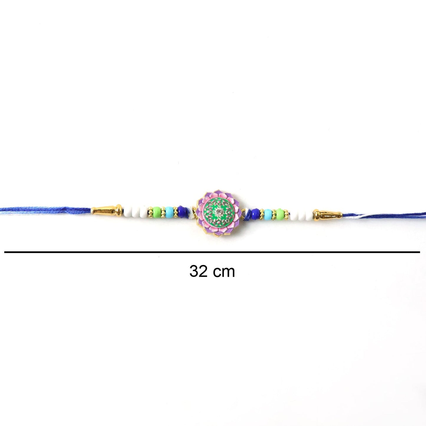 Festive floral Rakhi showcasing floral stone and colorful beads