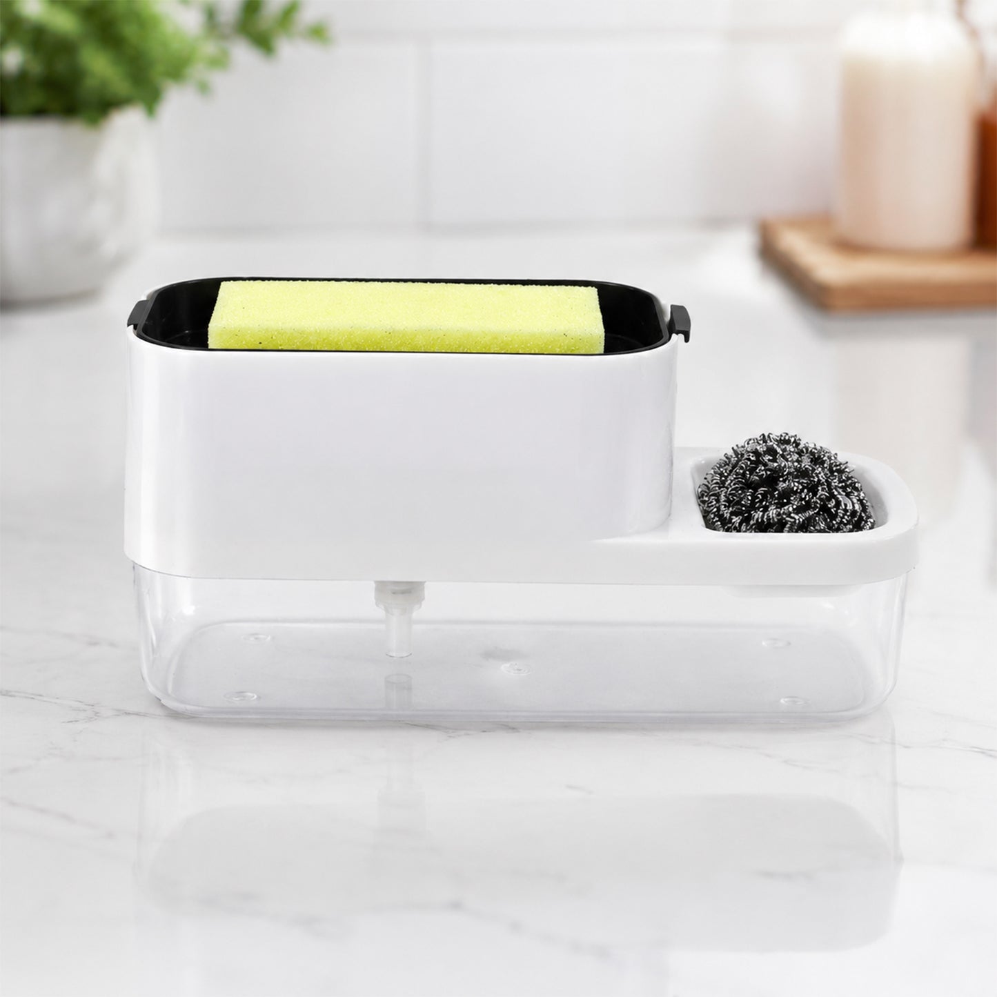 2 in 1 Plastic Dish Soap Liquid Dispenser Sponge Holder ,Sabudani  (1 Set)
