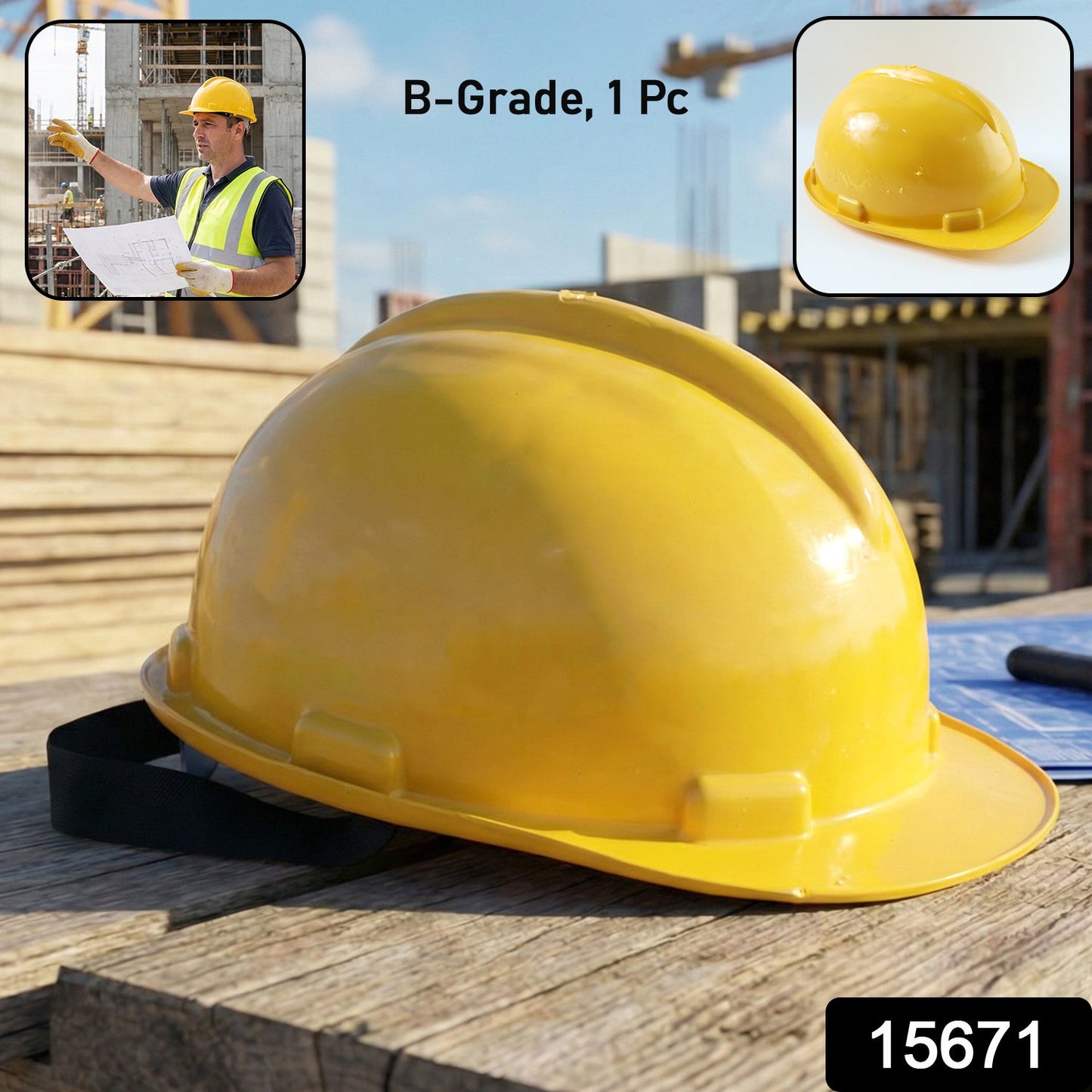 B-Grade Yellow Safety Helmet / Industrial Protective Hard Hat (1 PC)