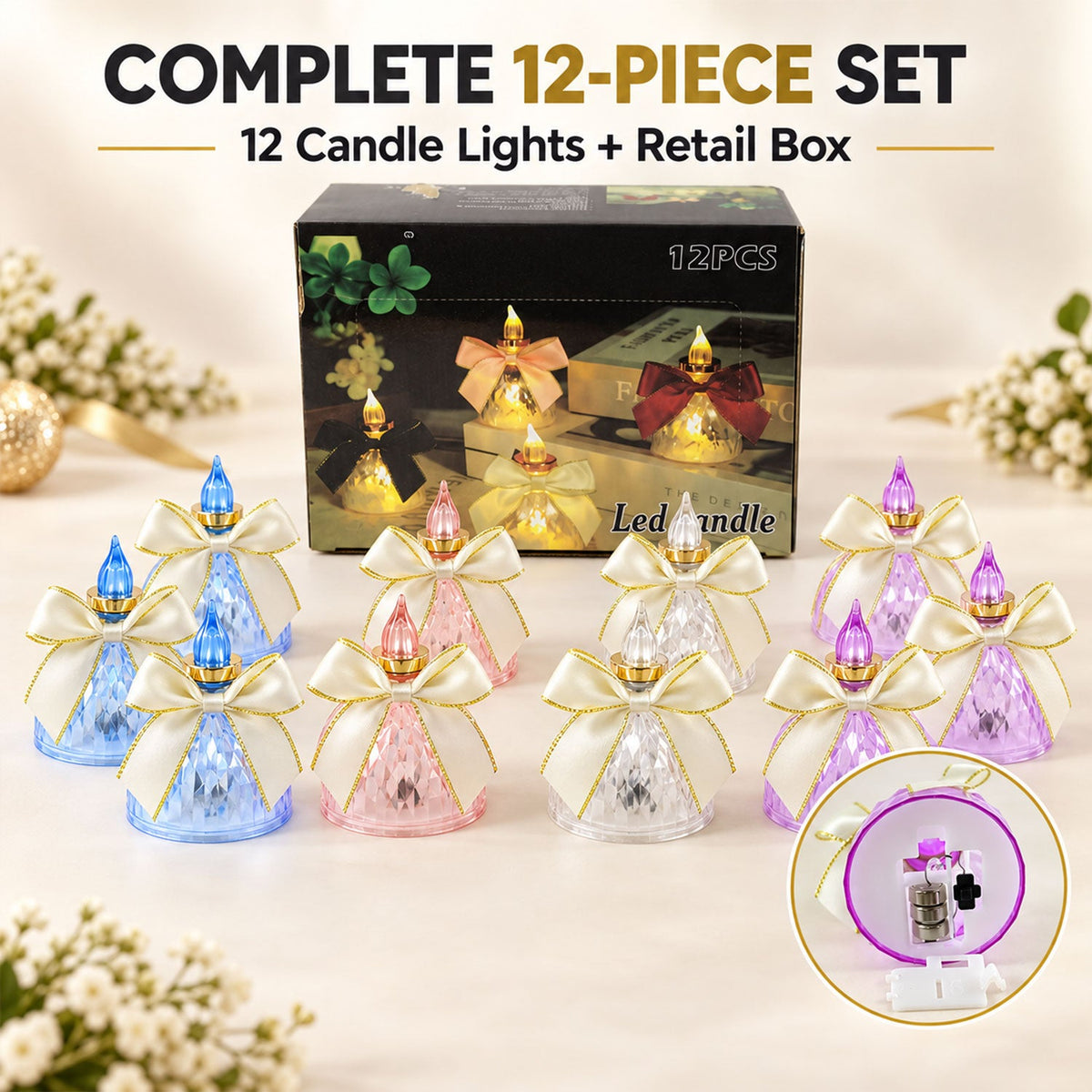 LED candle lights white bg