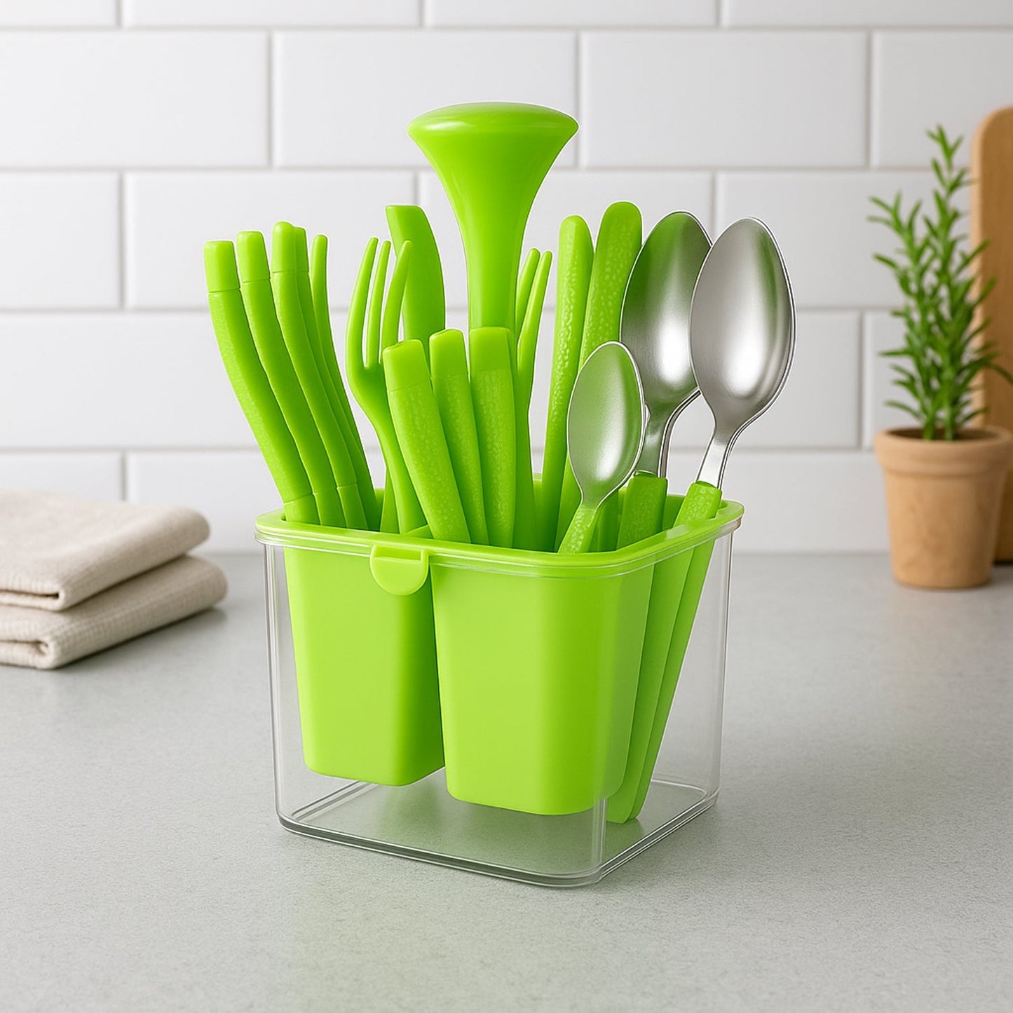 Supermom Premium Fancy Cutlery Set with Holder (24 Pc / Set)