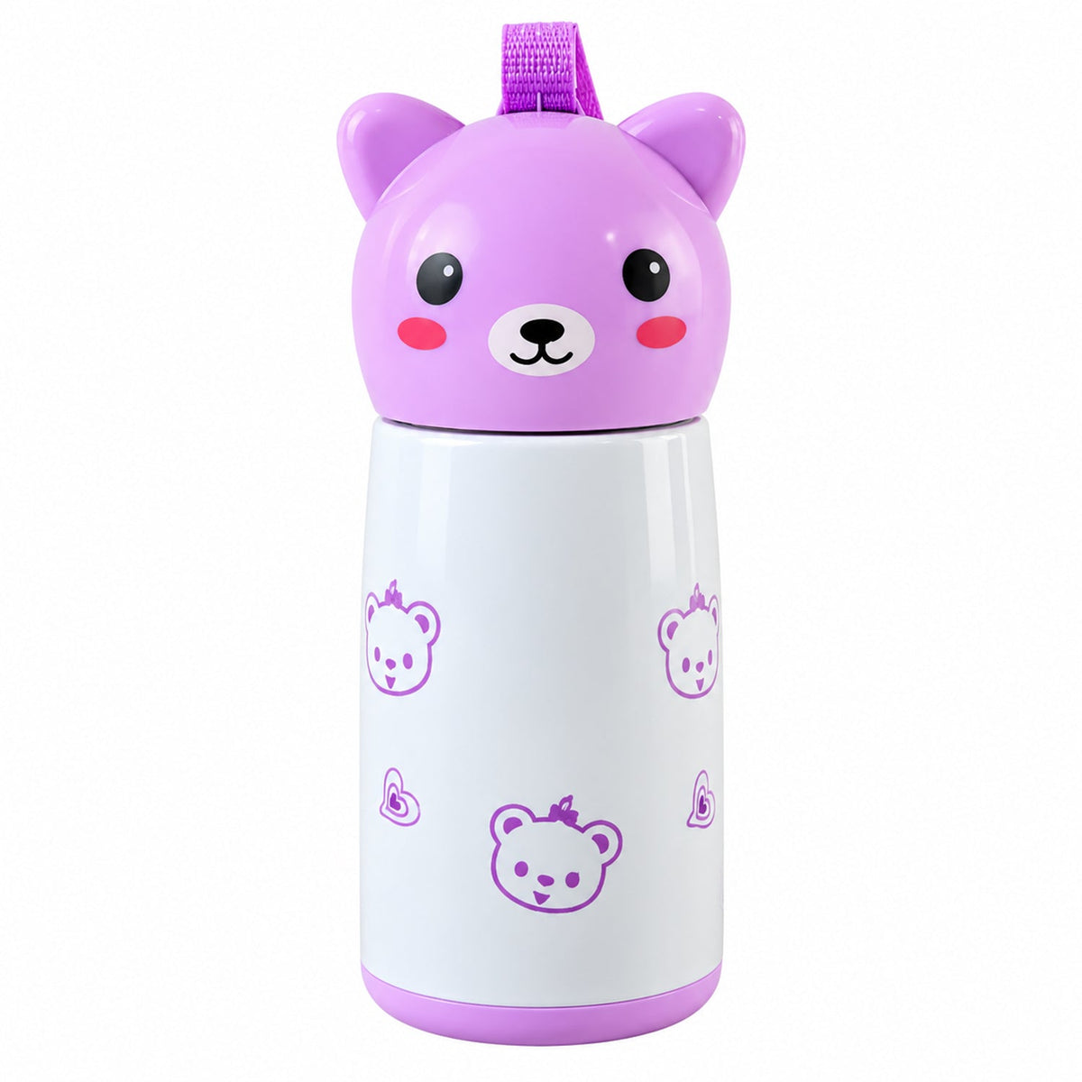 Mini Vacuum Water Bottle with Bunny Cap and Carry Strap 220ml (1 Pc)
