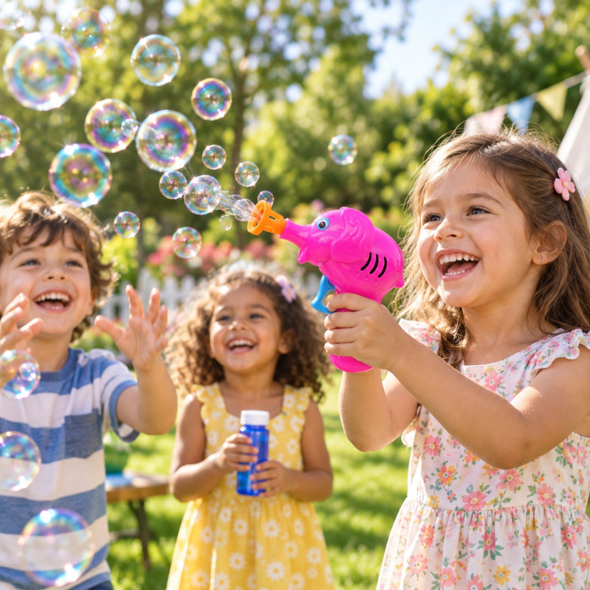 Elephant Bubble Gun Toy With Bubble Solution For Kids Outdoor Play (1 Set)