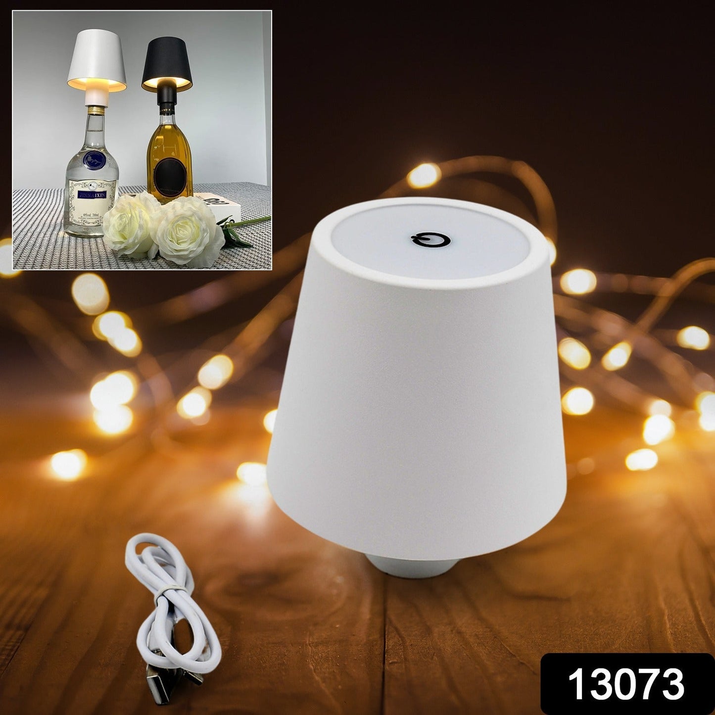 USB Rechargeable LED Bottle Lamp â€“ 3 Color Dimmable Wireless Table Light for Home & Bar (1 Pc)