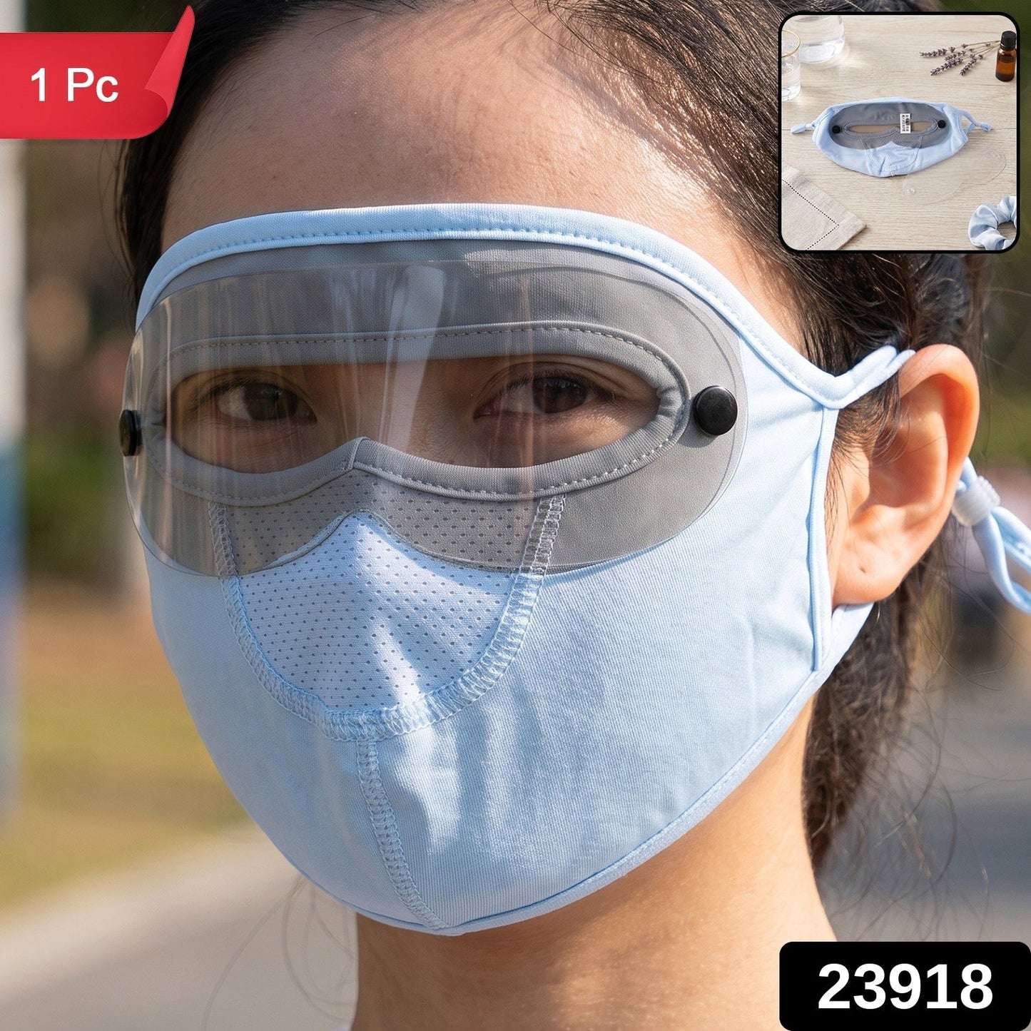 Reusable cloth face mask with eye shield, 1 piece pack