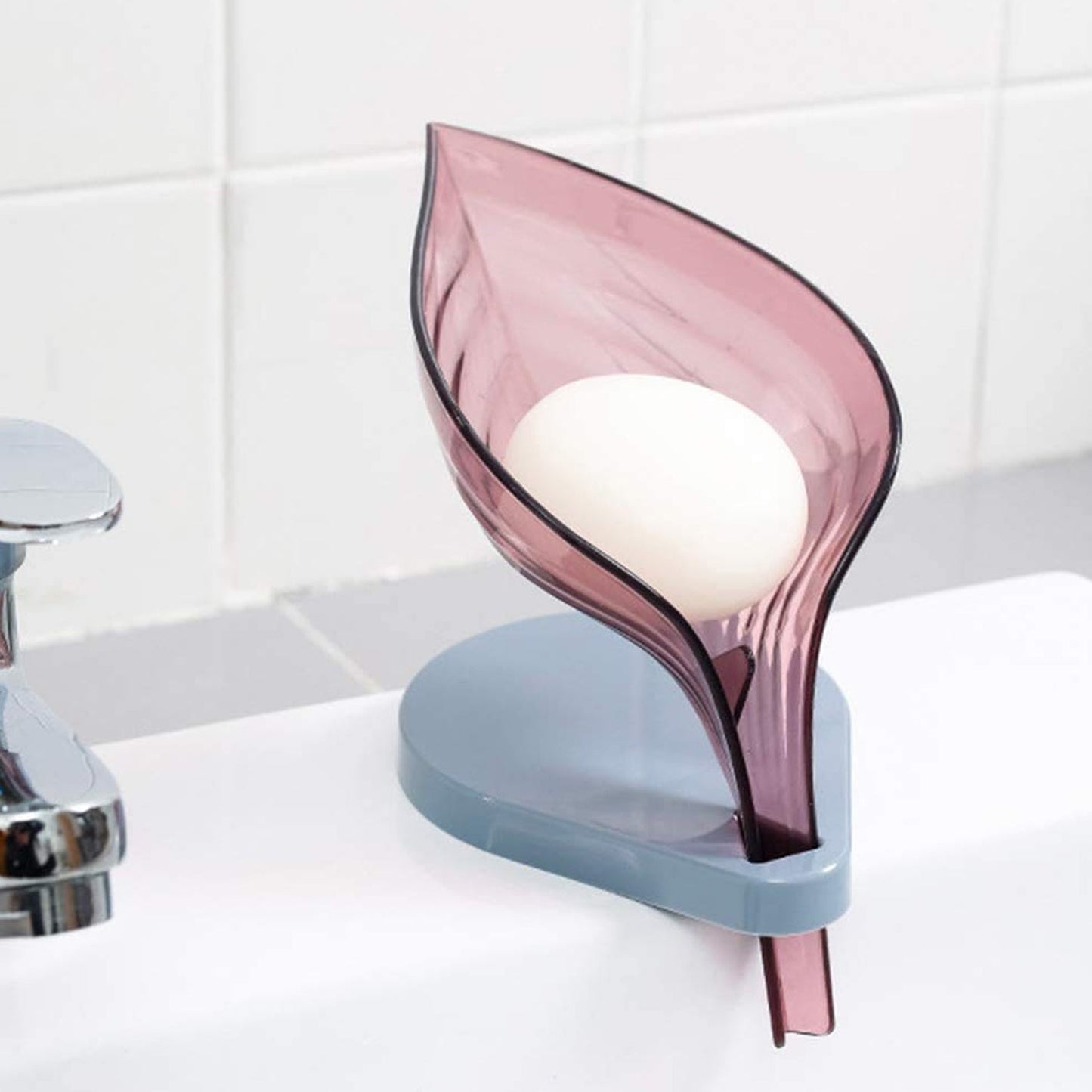 Leaf Shape Soap Dish Holder with Drain for Bathroom & Kitchen Use