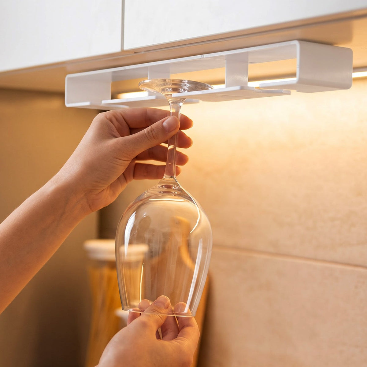 Wine glass hanger slots detail