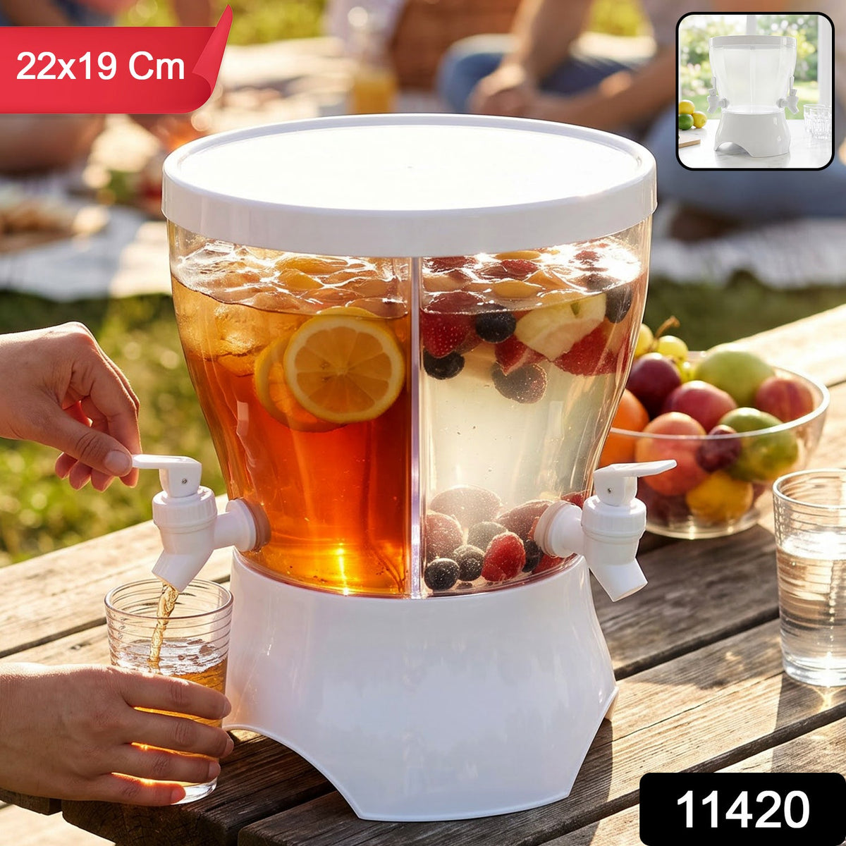 Plastic cold water storage kettle with dual taps, 1 piece