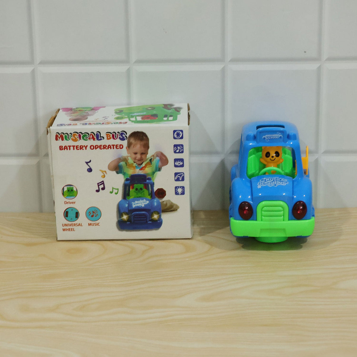 Musical school bus toy kids play use