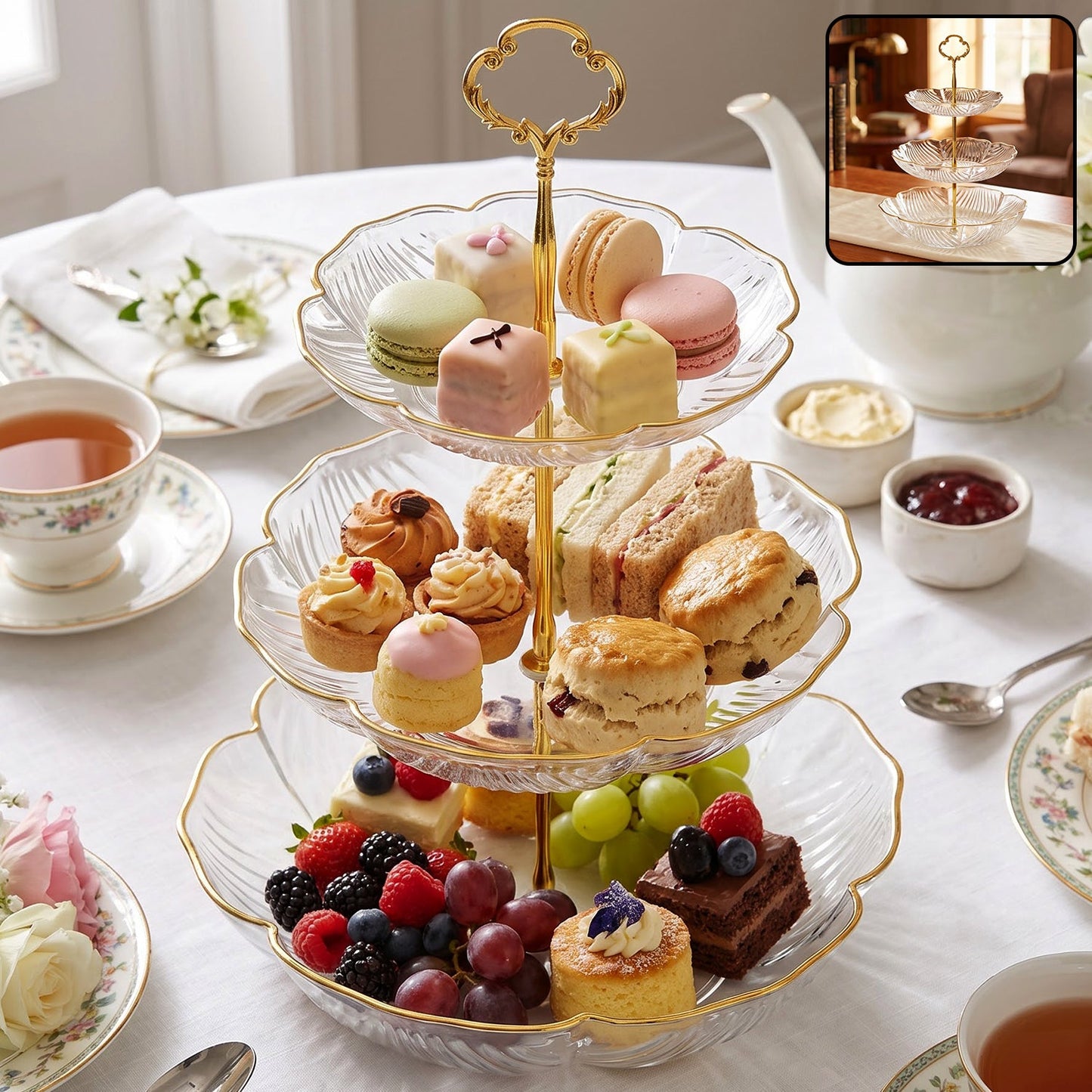 Three layer decorative snack serving rack