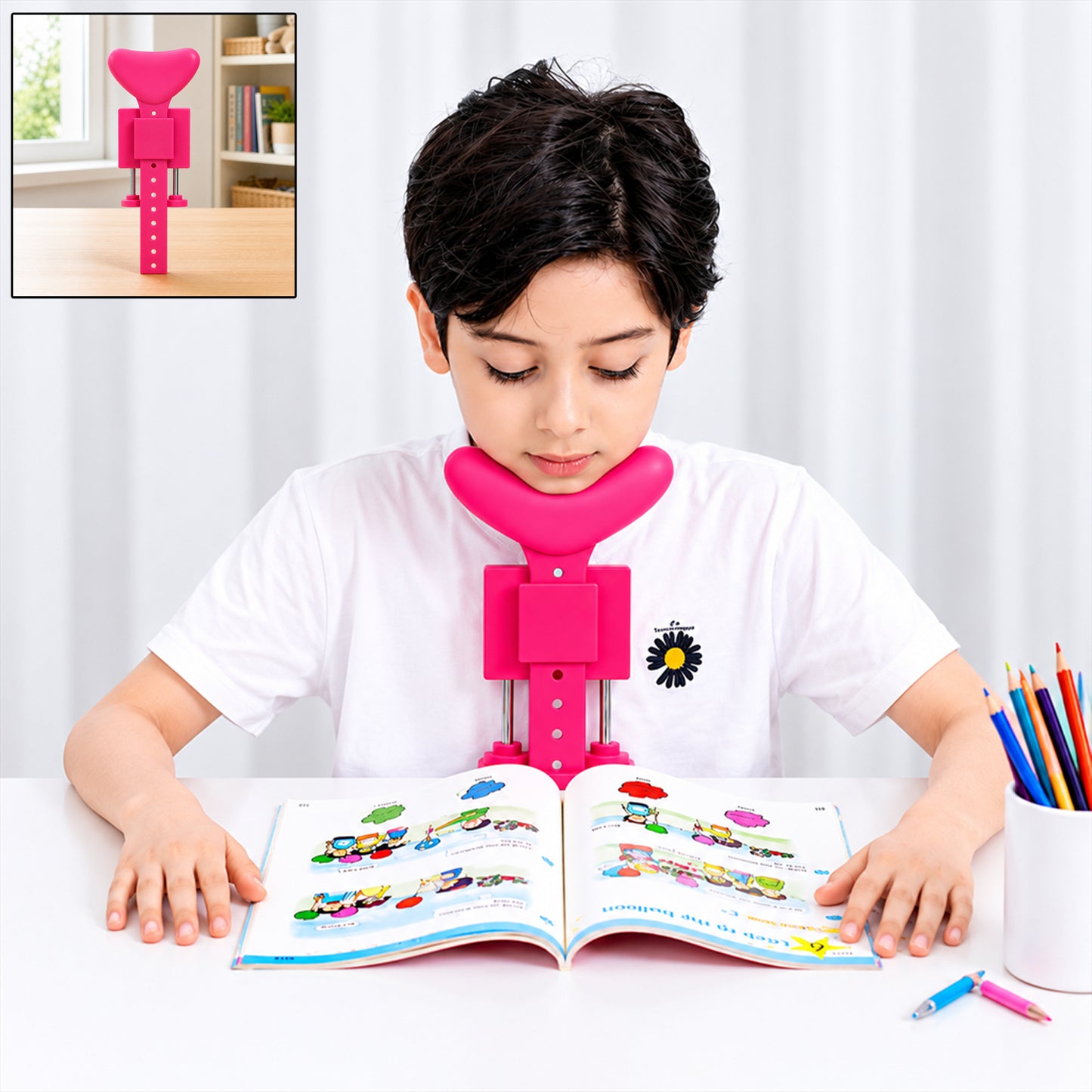 Student Sitting Posture Corrector Child Protector, Kids Sitting Posture Corrector for Reading Writing Adjustable Sitting Support Brace Eye Protection, School Gifts (1 Pc)