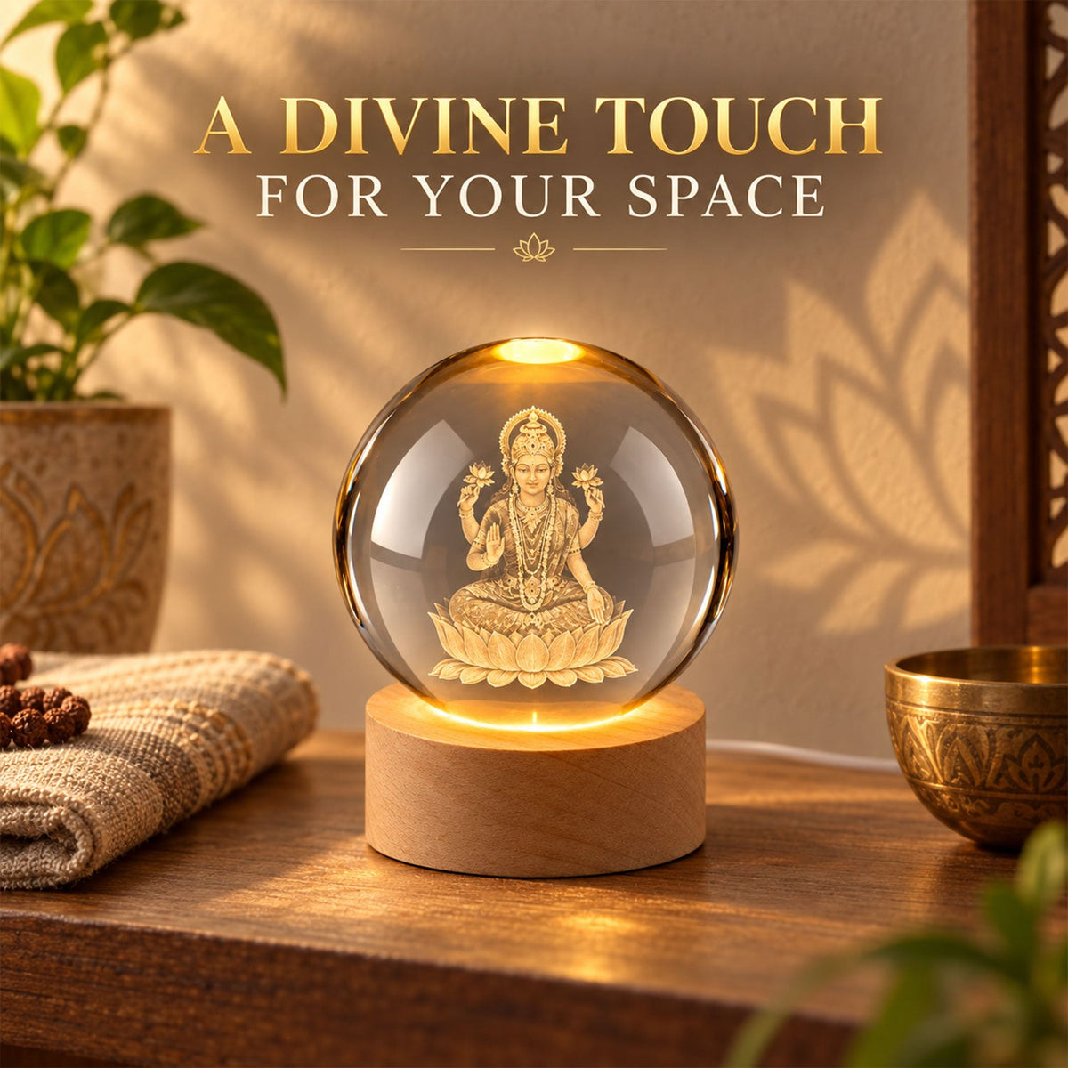 Laxmi Ji crystal lamp in a decorative home setting
