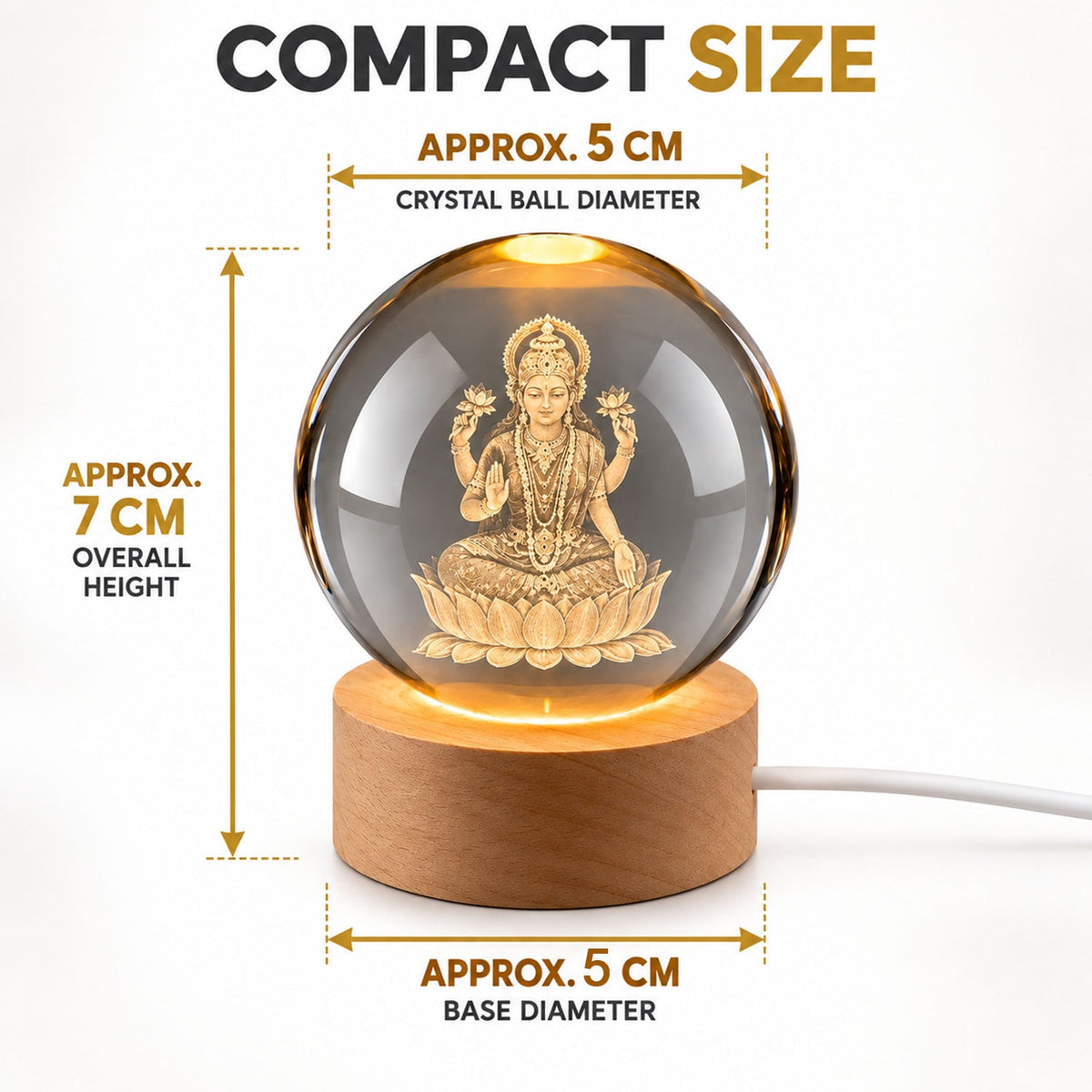Crystal ball lamp dimension reference