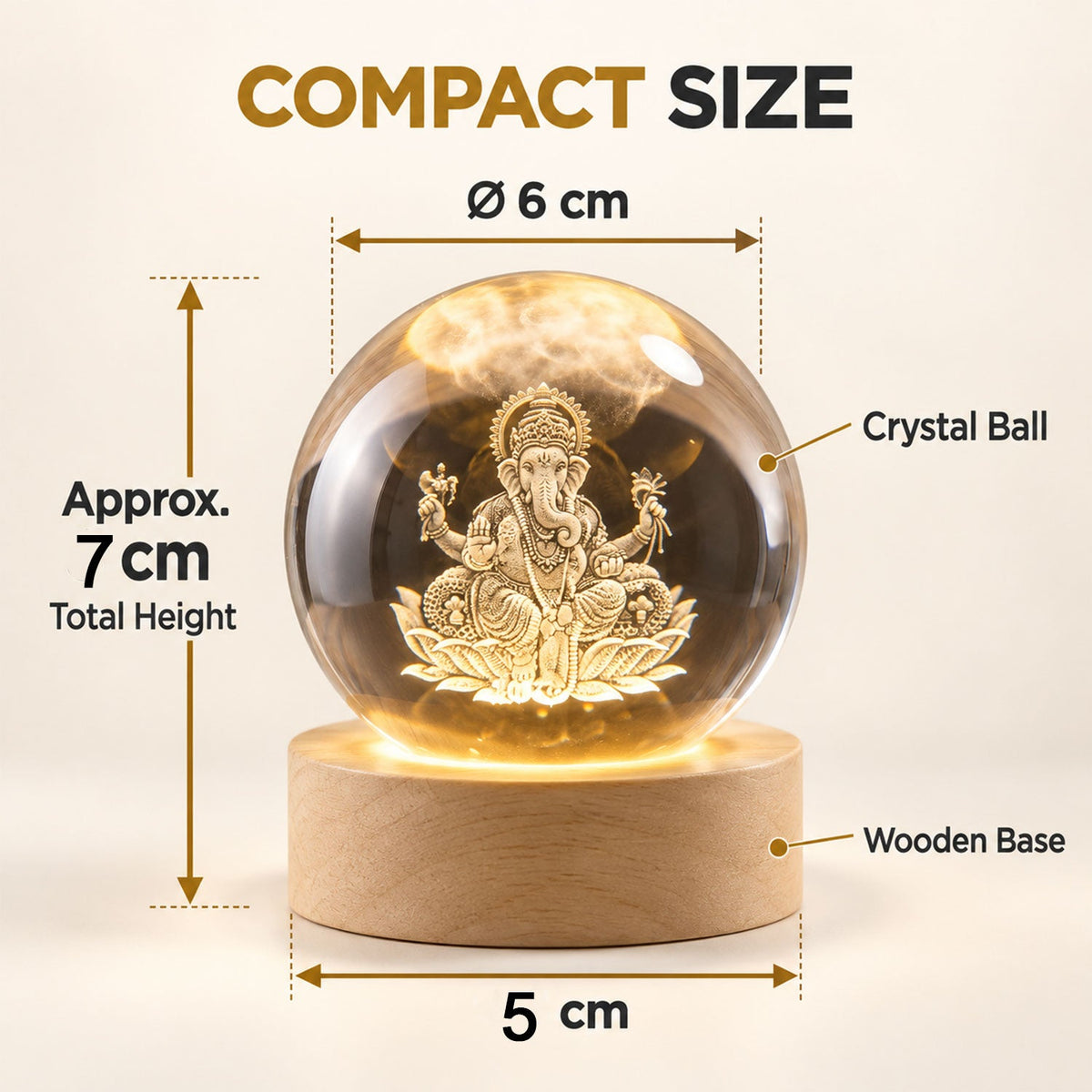 Crystal ball lamp dimension reference